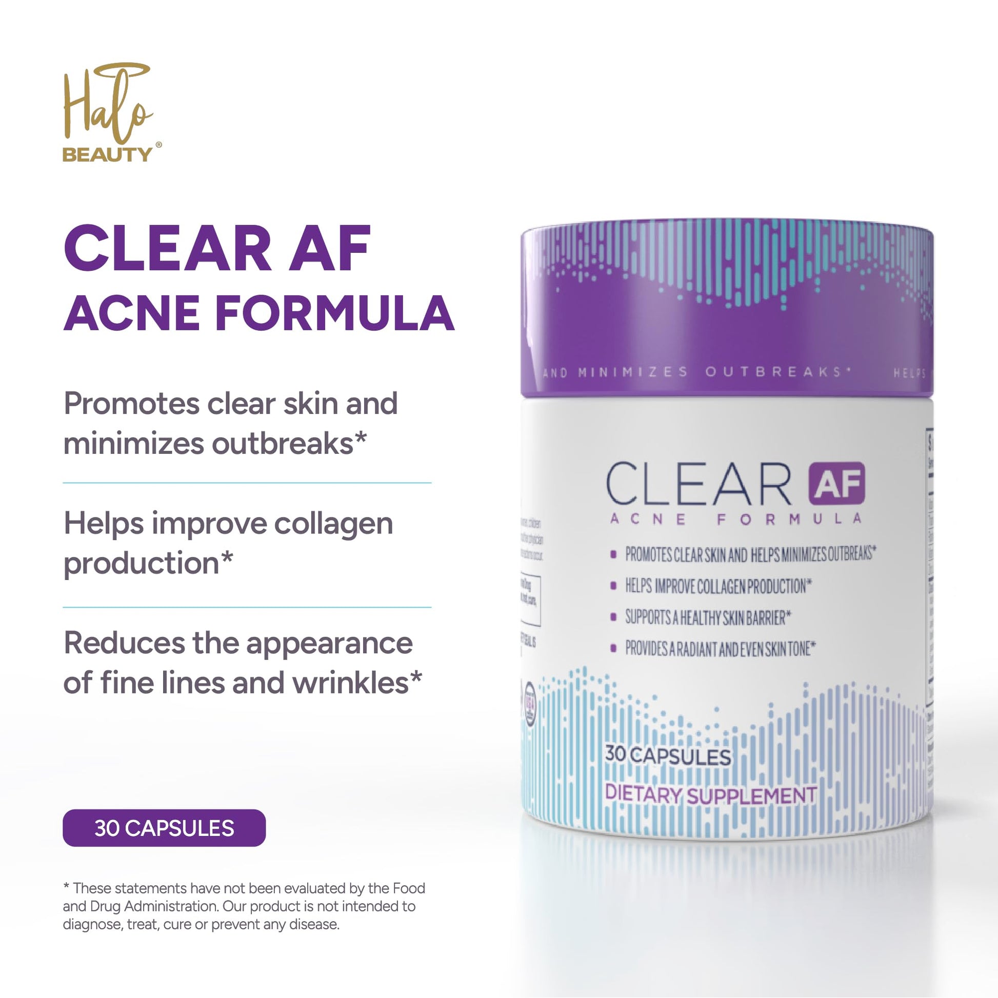 Clear AF Clear Skin Supplement | Skin Barrier Hydration & Clear Complexion Support with Vegan Ceramides, Zinc, Vitamin D3, B6, Riboflavin & Thiamine | Vegan Capsules | 30-Day Supply Clear AF uk supplements