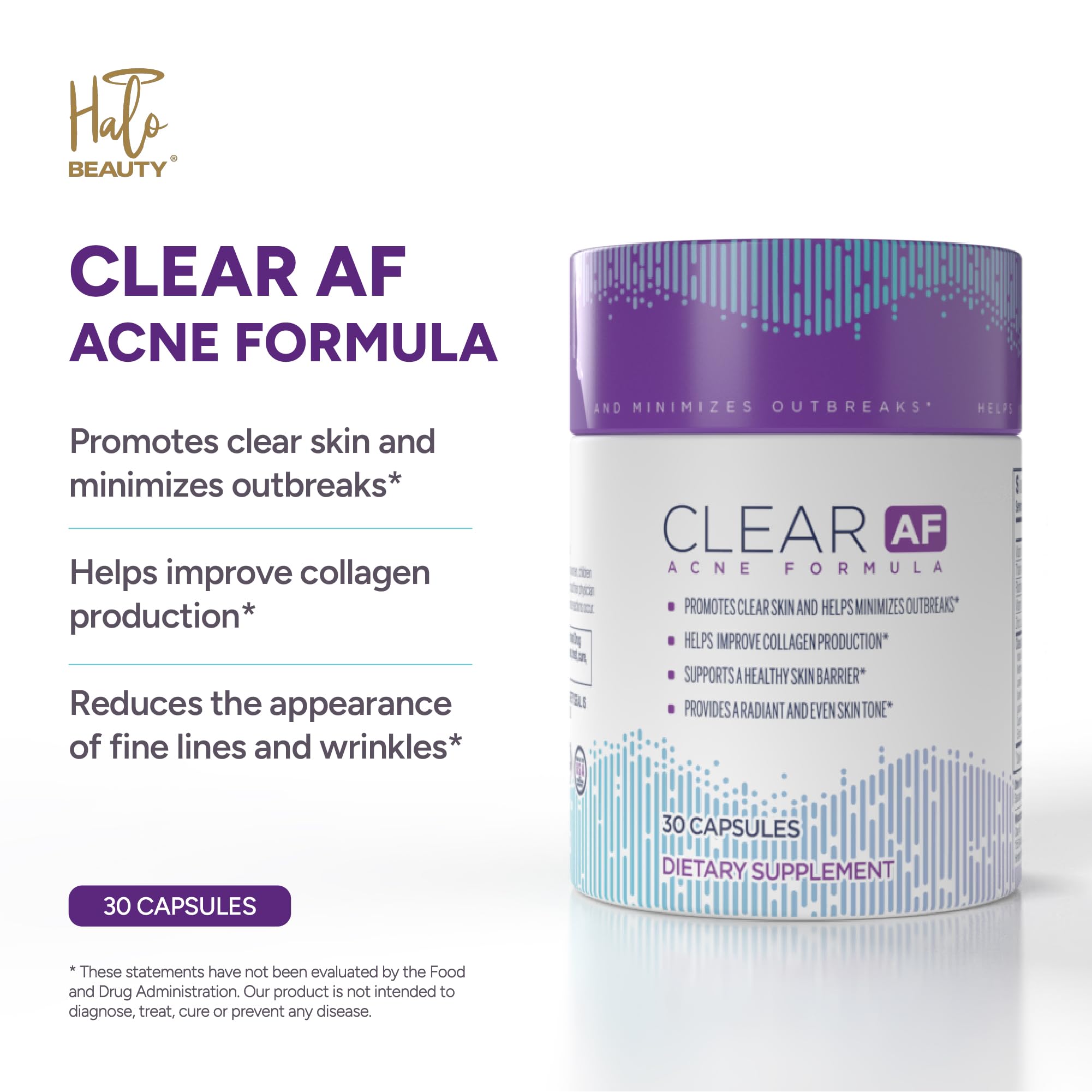 Clear AF Clear Skin Supplement | Skin Barrier Hydration & Clear Complexion Support with Vegan Ceramides, Zinc, Vitamin D3, B6, Riboflavin & Thiamine | Vegan Capsules | 30-Day Supply Clear AF uk supplements