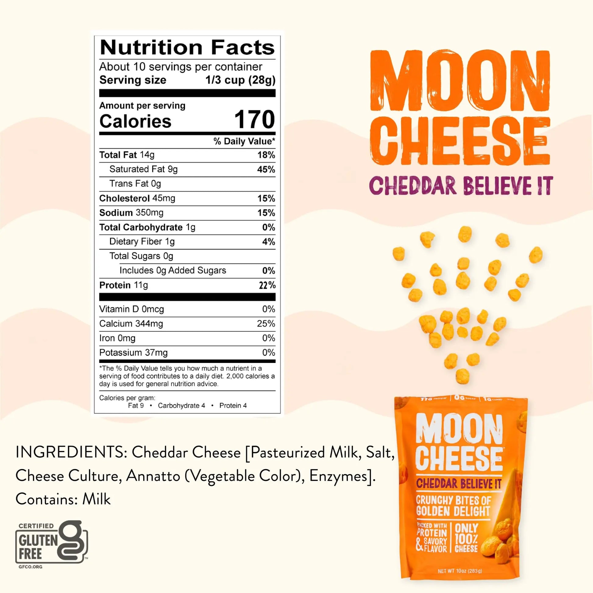 Moon Cheese Cheddar Believe It, 10 Ounce, 2-Pack, Crunchy, Protein-Rich Cheese Snack, Keto Friendly, 100% Real Cheese Moon Cheese uk supplements