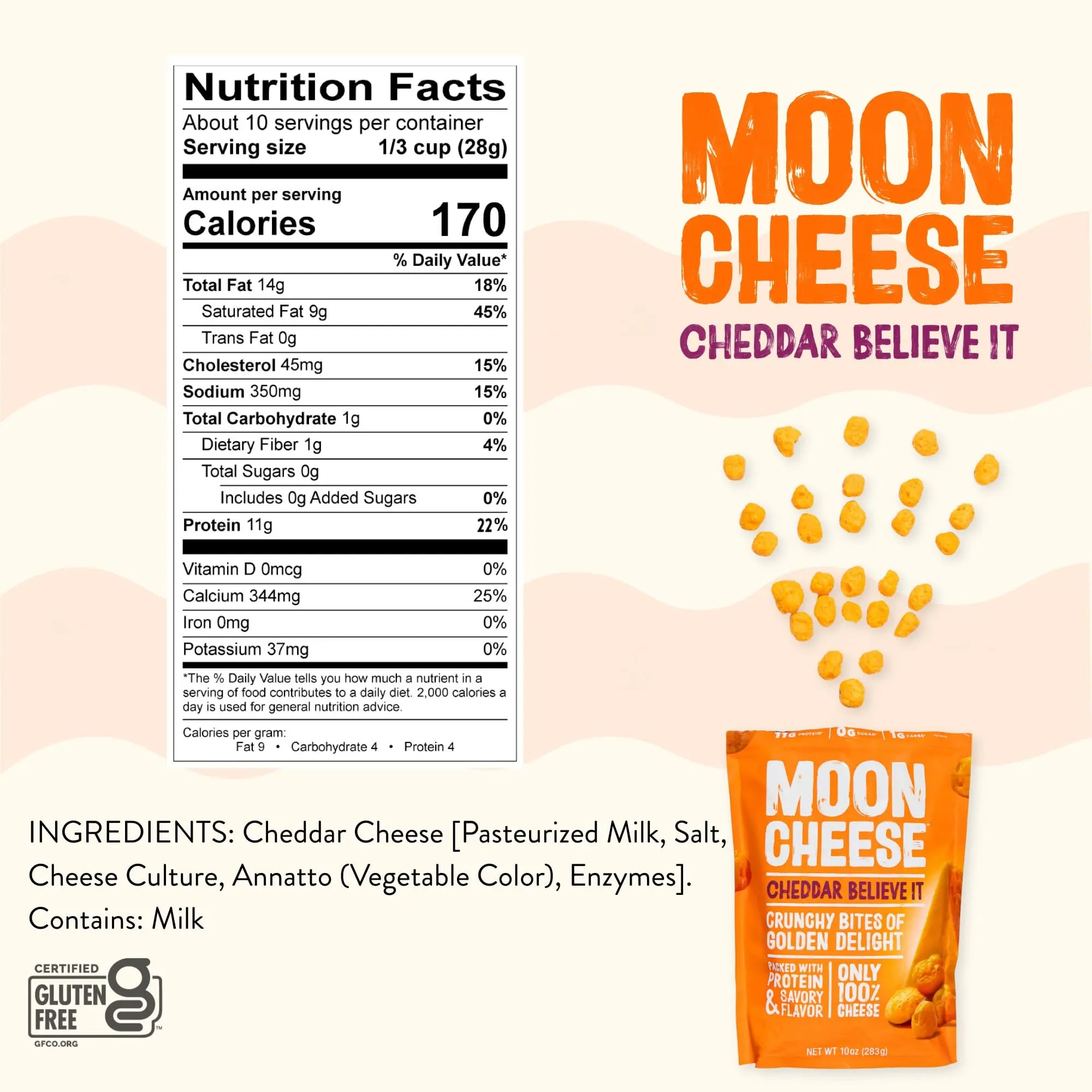 Moon Cheese Cheddar Believe It, 10 Ounce, 2-Pack, Crunchy, Protein-Rich Cheese Snack, Keto Friendly, 100% Real Cheese Moon Cheese uk supplements