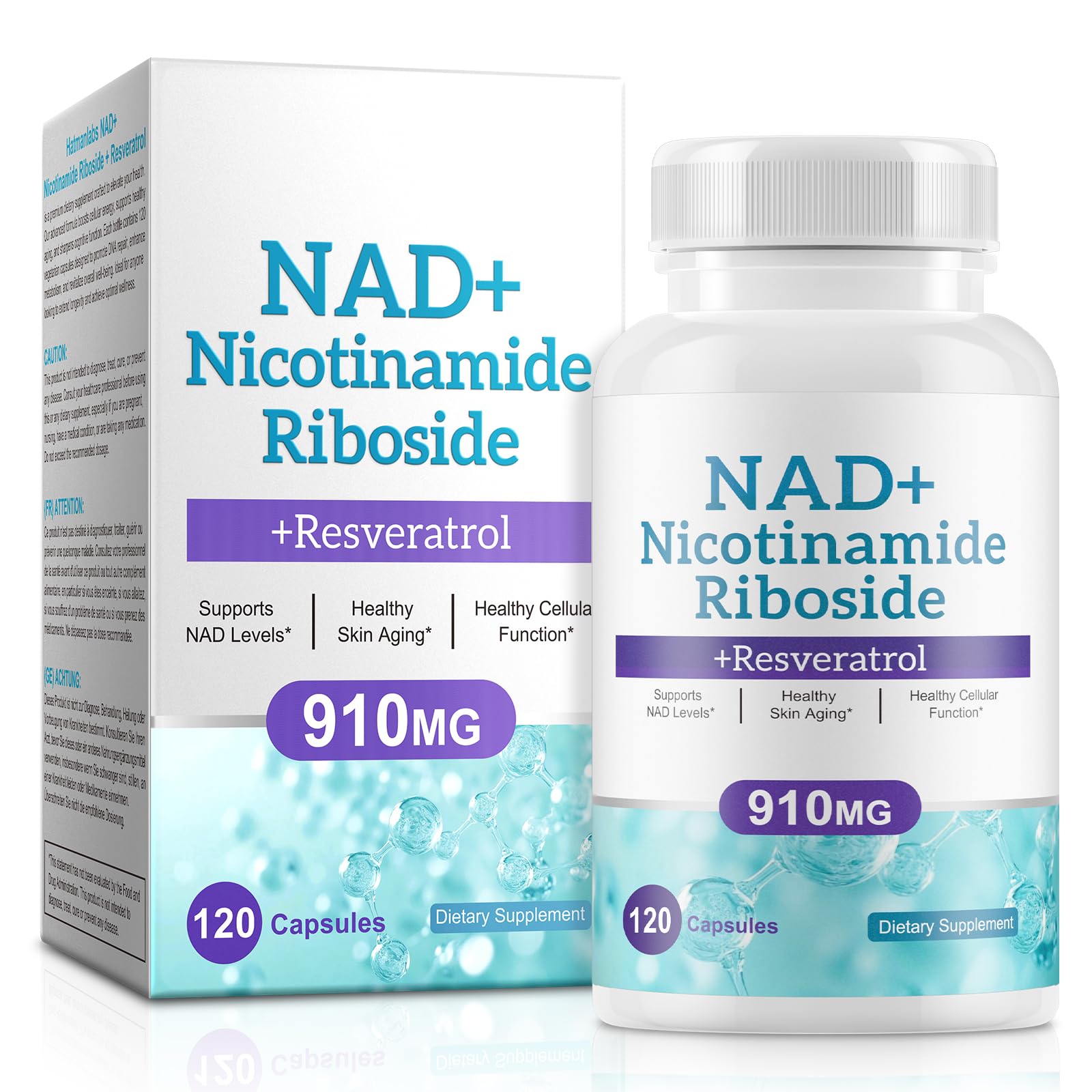 Daiasns NAD Supplement for Men and Women - Liposomal Nicotinamide Riboside, Quercetin, NAD+ Supplement with Resveratrol 910mg - Supports Muscle, Brain, Energy, 120 Capsules Daiasns uk supplements