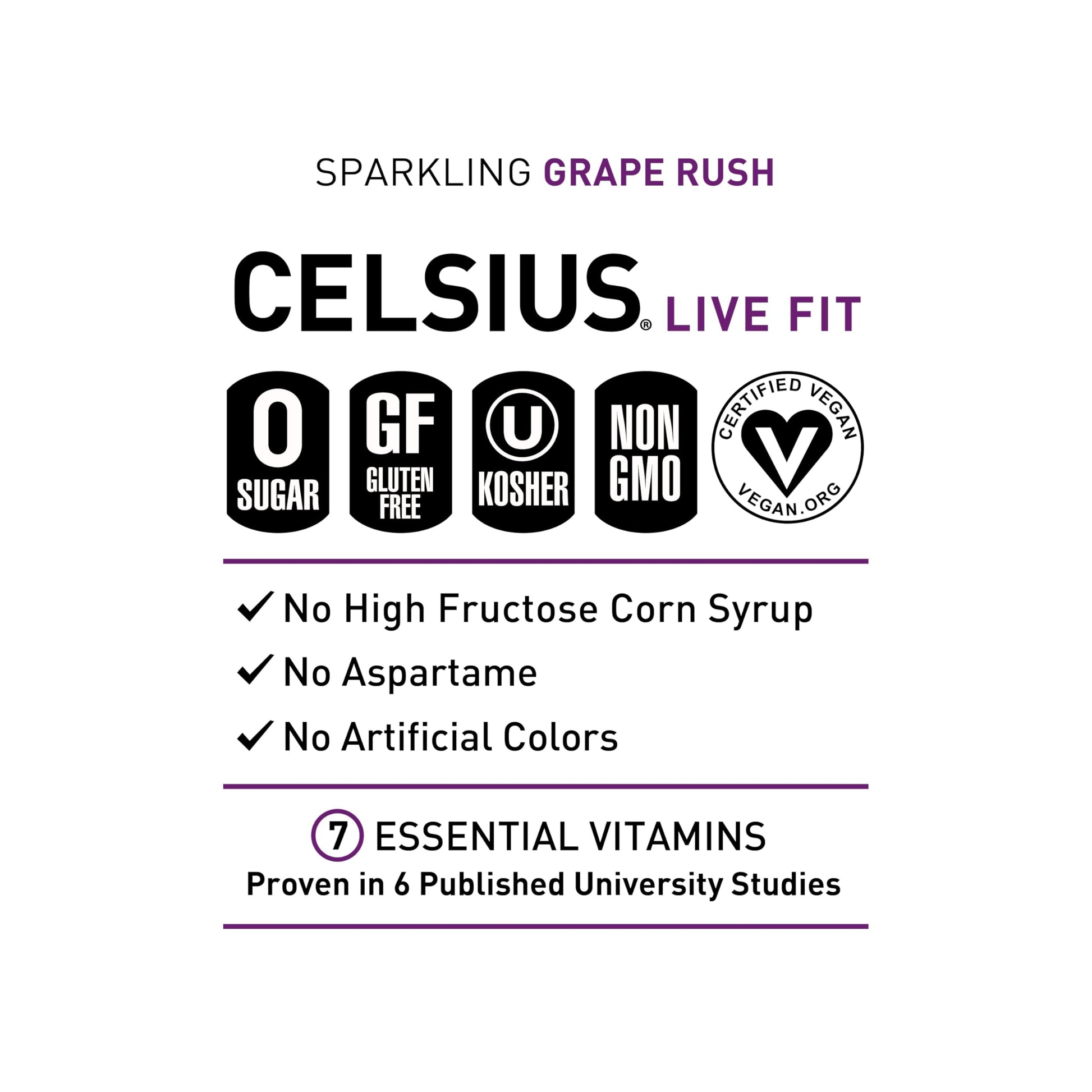 CELSIUS Sparkling Grape Rush, Functional Essential Energy Drink 12 Fl Oz (Pack of 12) CELSIUS uk supplements