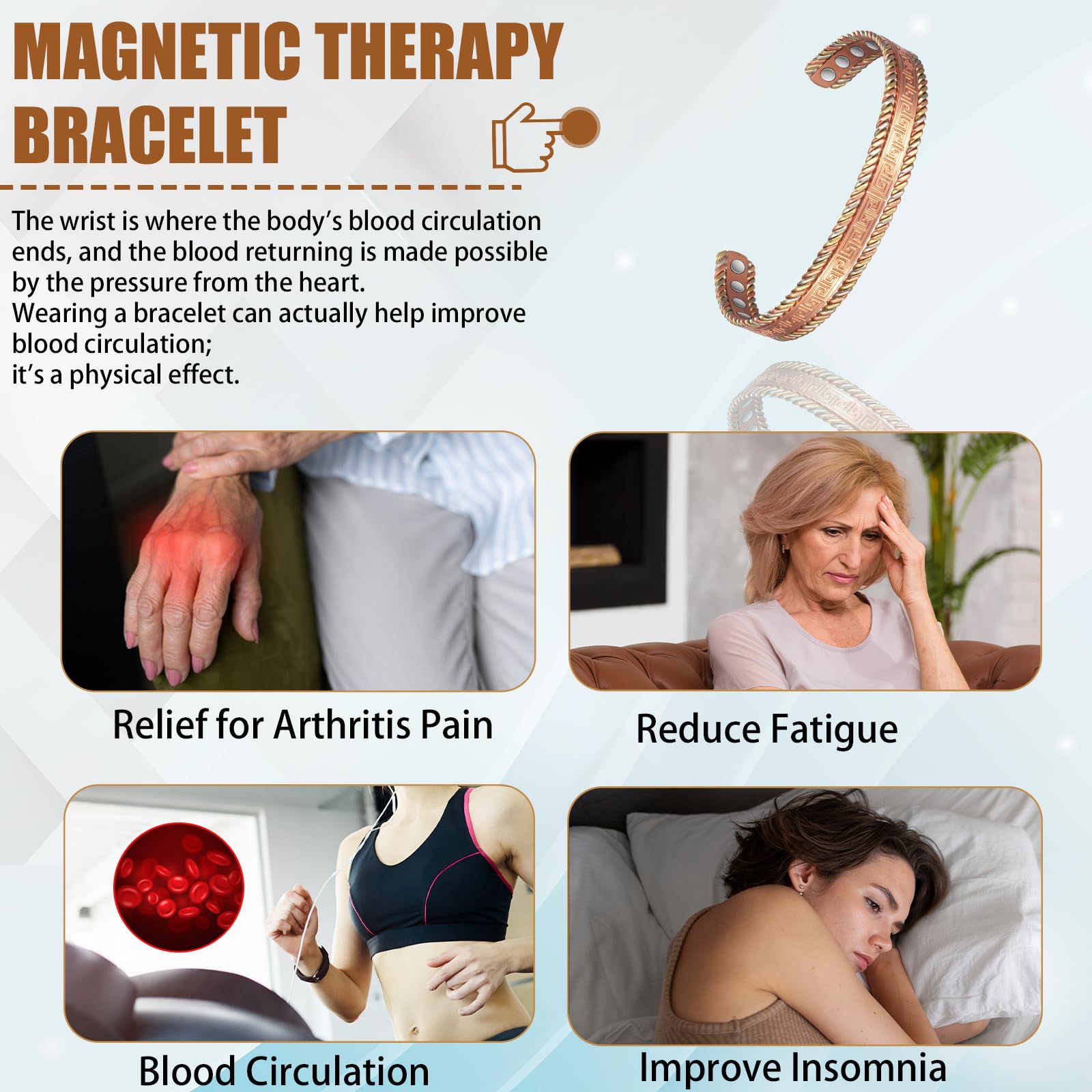 EnerCoppeX Copper Magnetic Bracelet for Women, 99.99% Pure Copper Cuff with 3500 Gauss Magnets (A) EnerCoppeX uk supplements