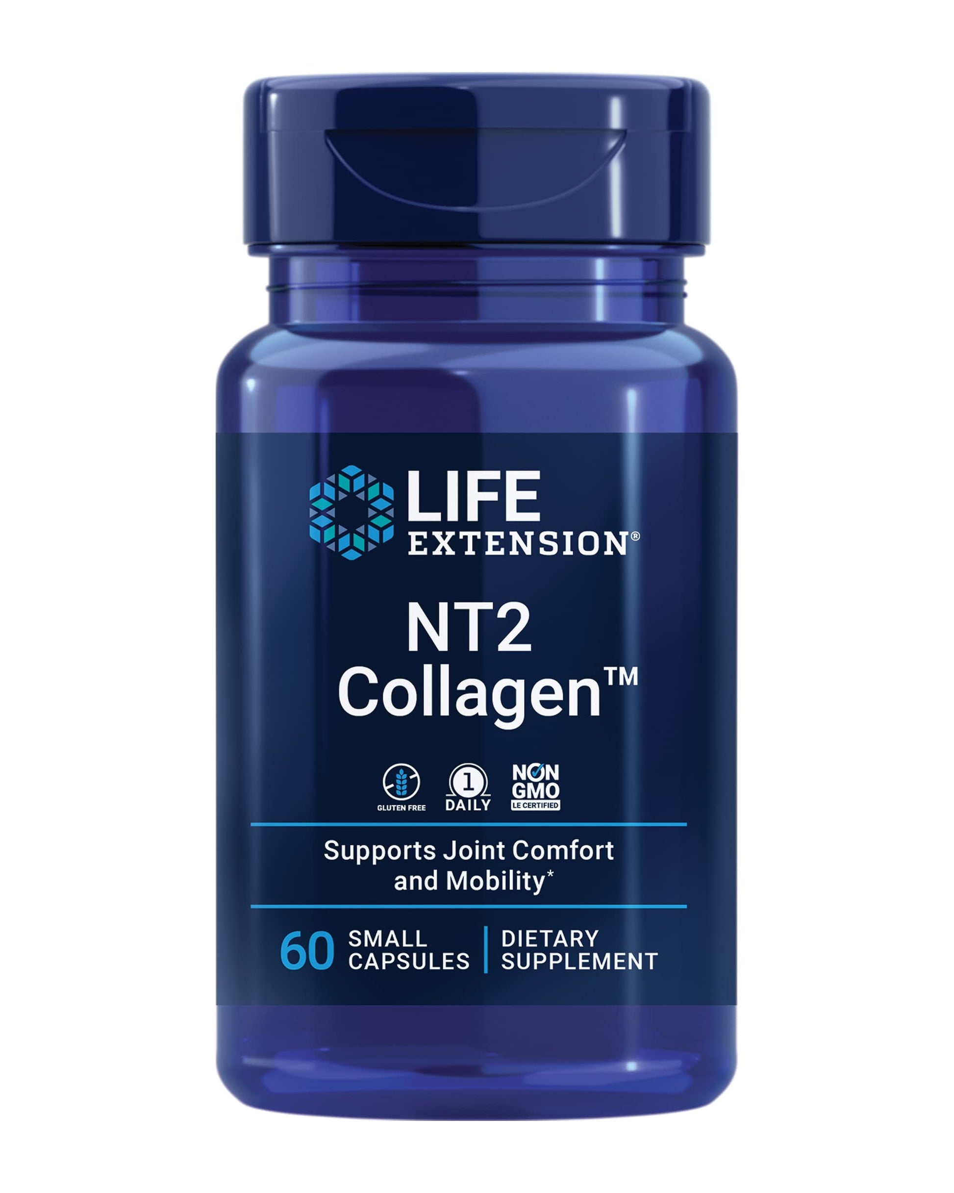 Life Extension NT2 Collagen™, Joint Health Supplement for Joint Comfort & Mobility, Gluten-Free, Non-GMO, 1 Daily, 60 Small Capsules Life Extension uk supplements