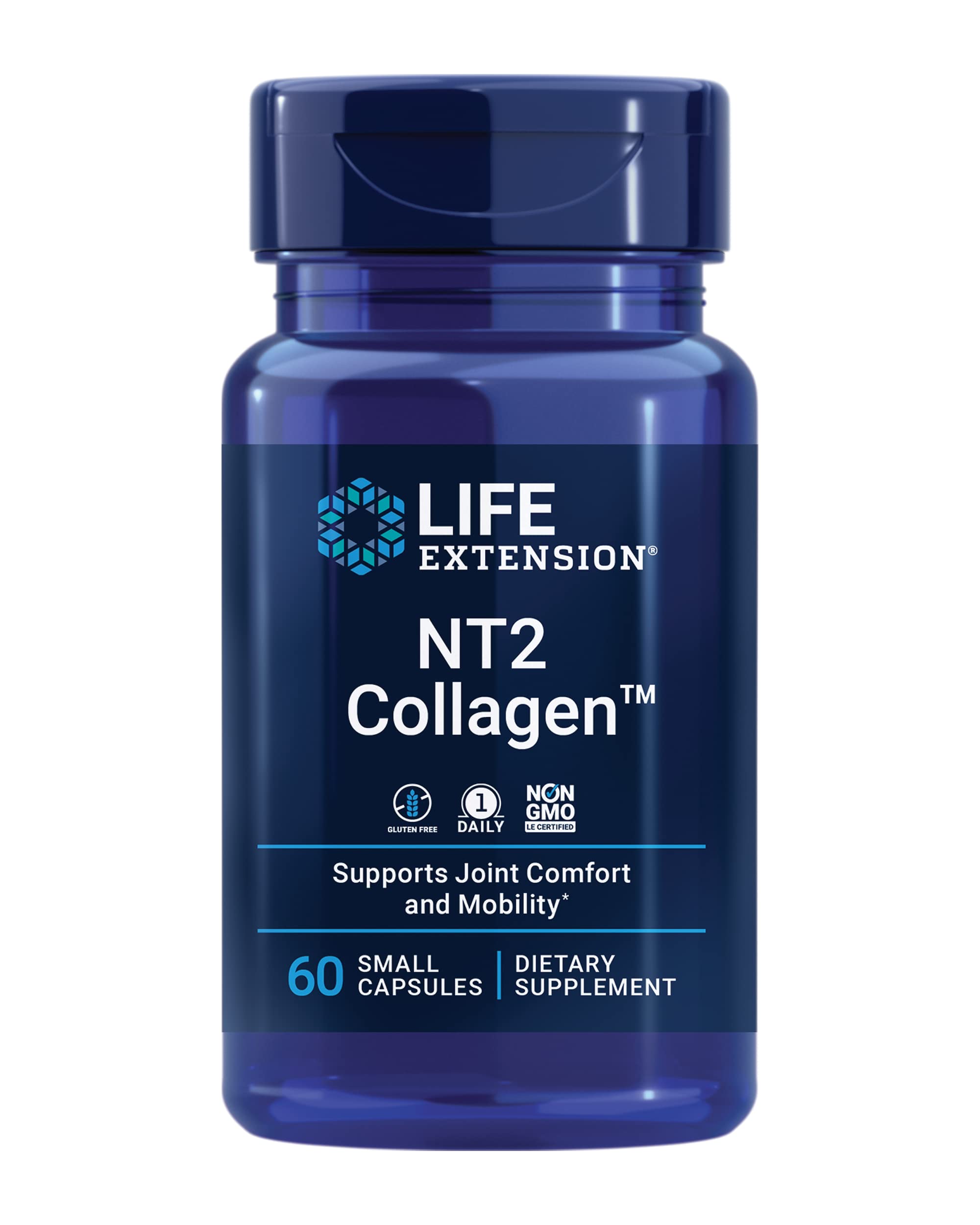 Life Extension NT2 Collagen™, Joint Health Supplement for Joint Comfort & Mobility, Gluten-Free, Non-GMO, 1 Daily, 60 Small Capsules Life Extension uk supplements