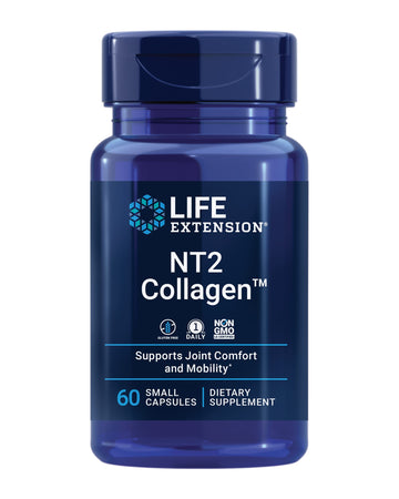 Life Extension NT2 Collagen™, Joint Health Supplement for Joint Comfort & Mobility, Gluten-Free, Non-GMO, 1 Daily, 60 Small Capsules Life Extension uk supplements