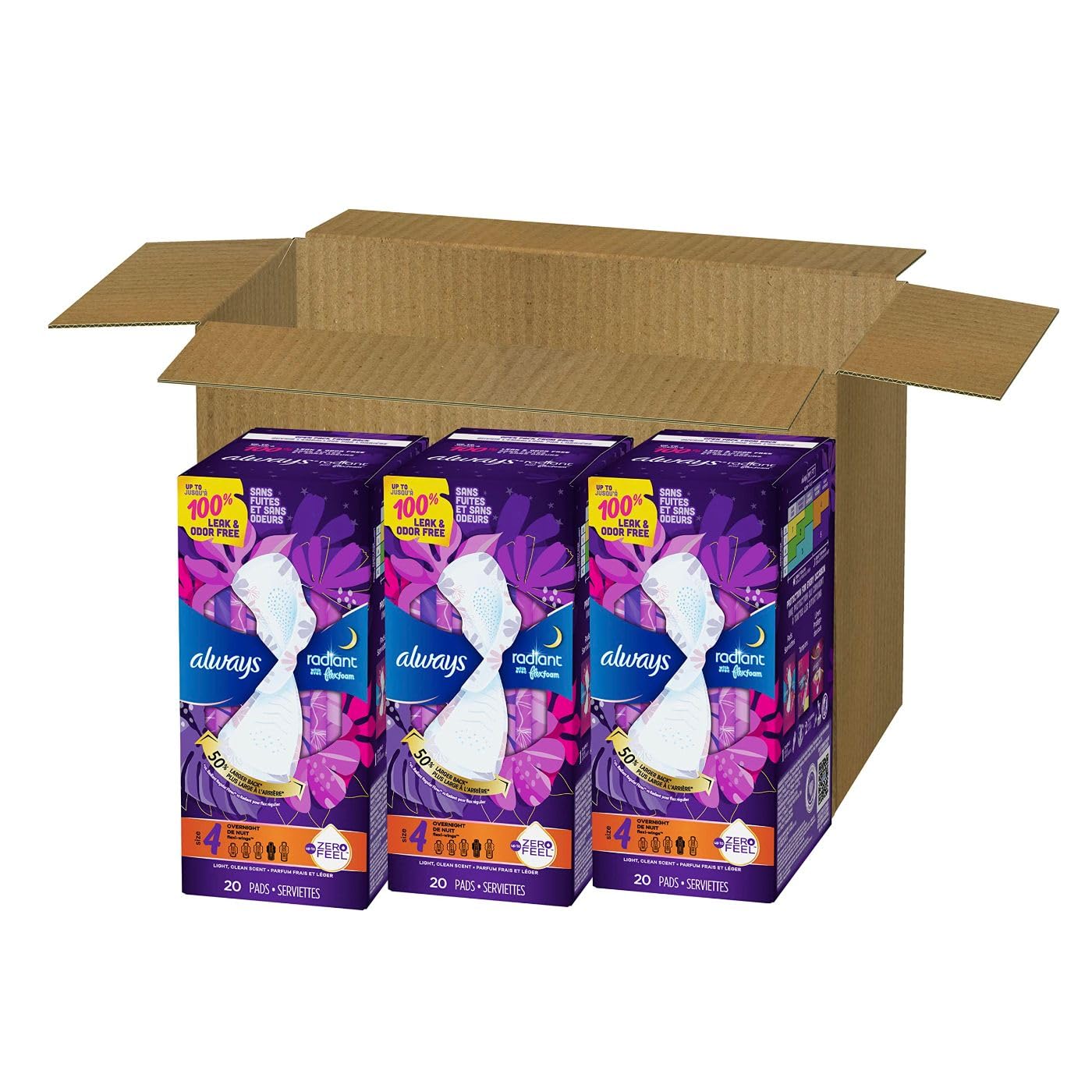 Always Radiant Feminine Pads for Women, Size 4 Overnight Pads Always uk supplements