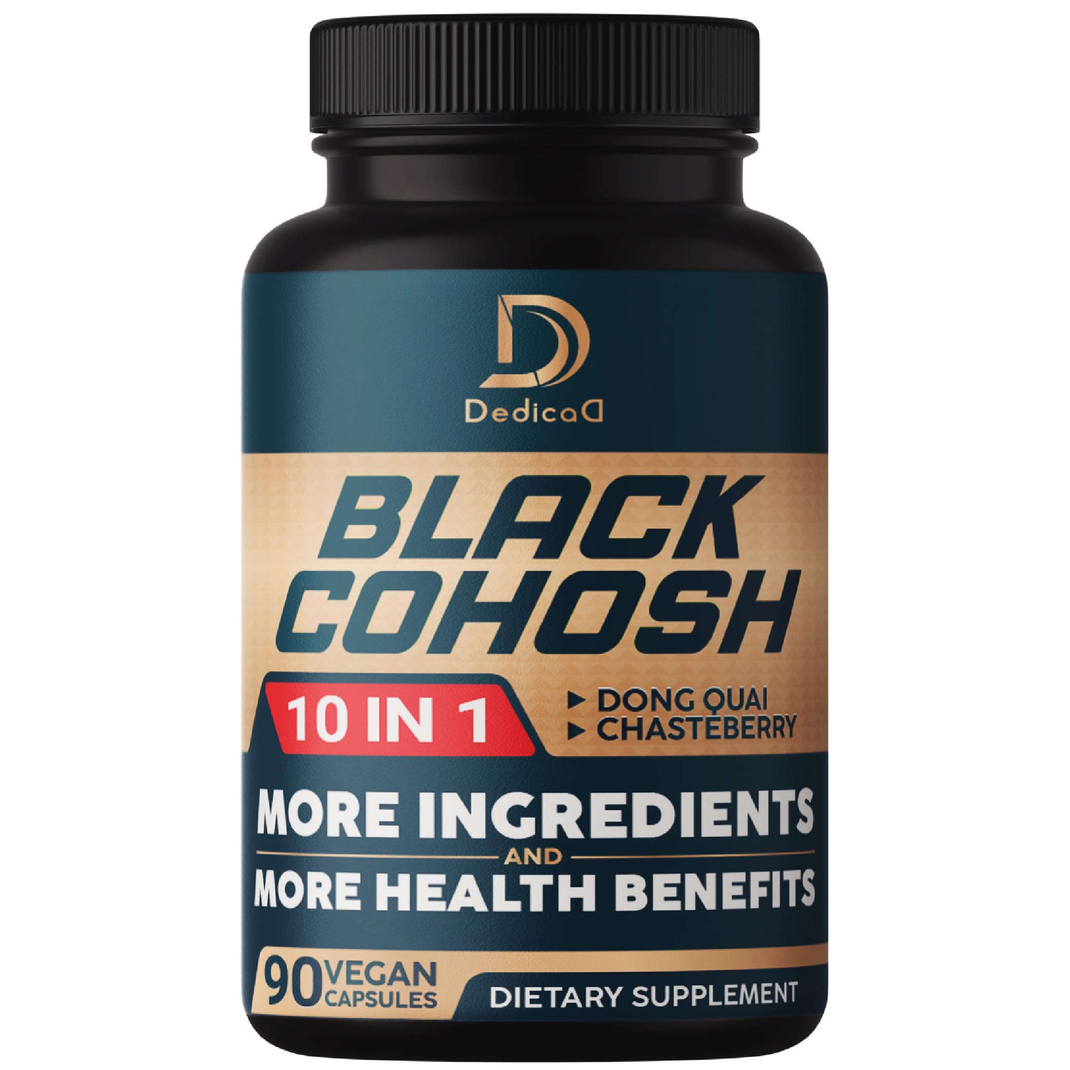 DEDICAD Black Cohosh Supplement - 3 Months for Menopause & Immune Health - Blend of 12 Potent Herb Includes Dong Quai, Chasteberry, Wild Yam, Red Clover, Black Pepper & Others - 90 Vegan Capsules DEDICAD uk supplements