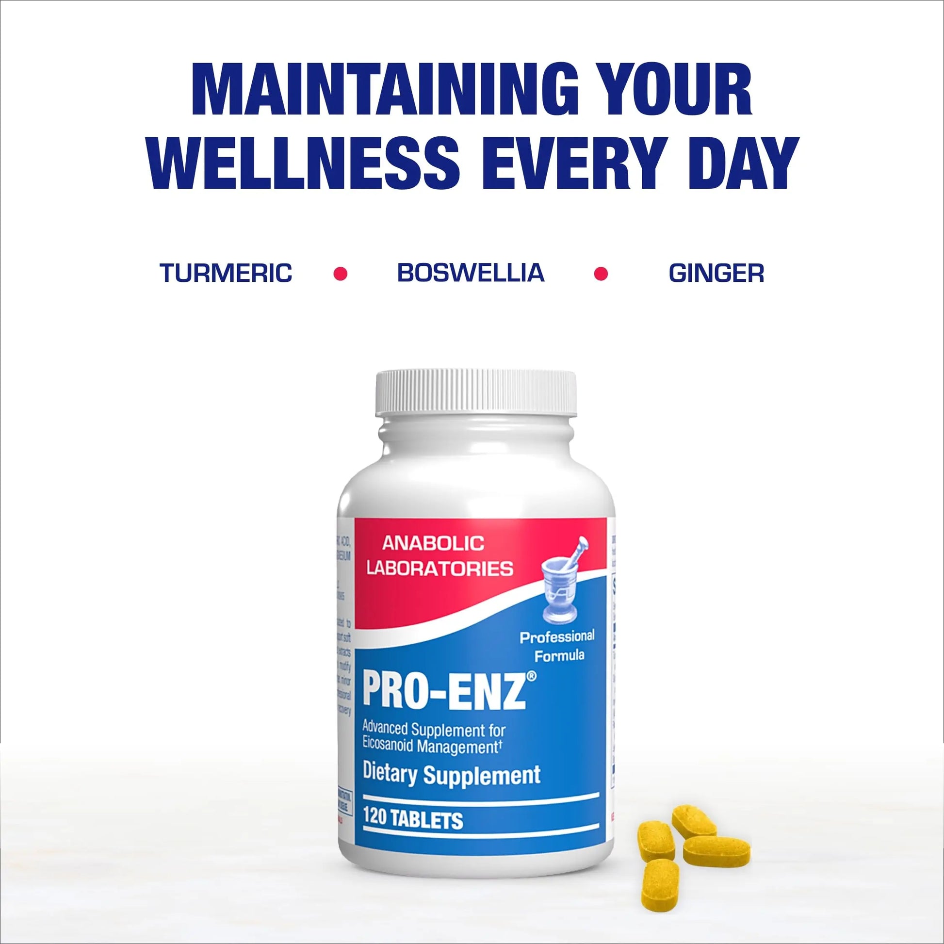 Pro ENZ Joint Support Supplement - Clinical Formula Turmeric Boswellia Supplement for Joint & Cartilage Mobility and Comfort Support Plus Eicosanoid Management with Proteolytic Enzymes (120 Servings) Anabolic Laboratories uk supplements