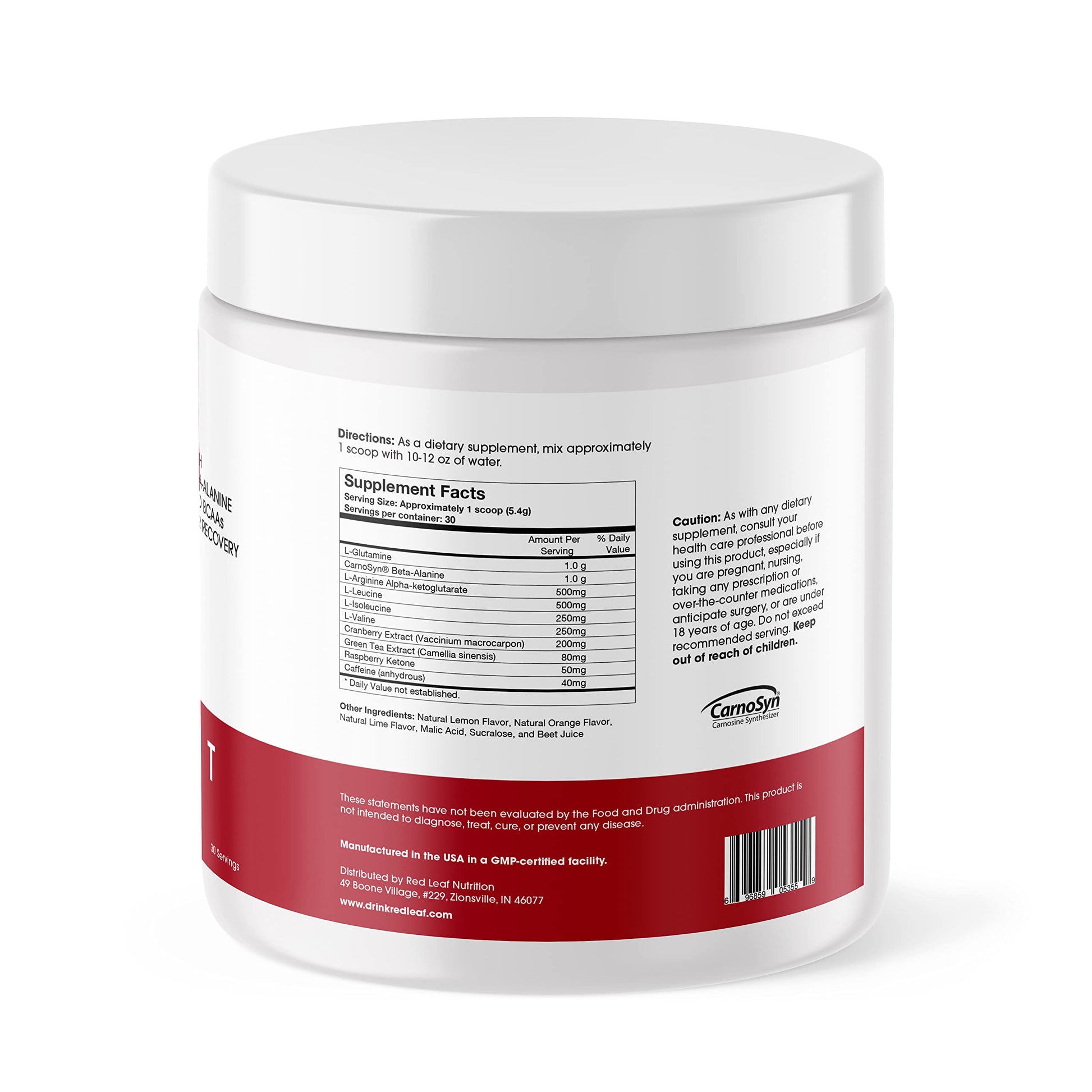 Red Leaf Pre Workout Energizer Powder, BCAA's, Beta-Alanine, Amino Acids and Green Tea Red Leaf uk supplements
