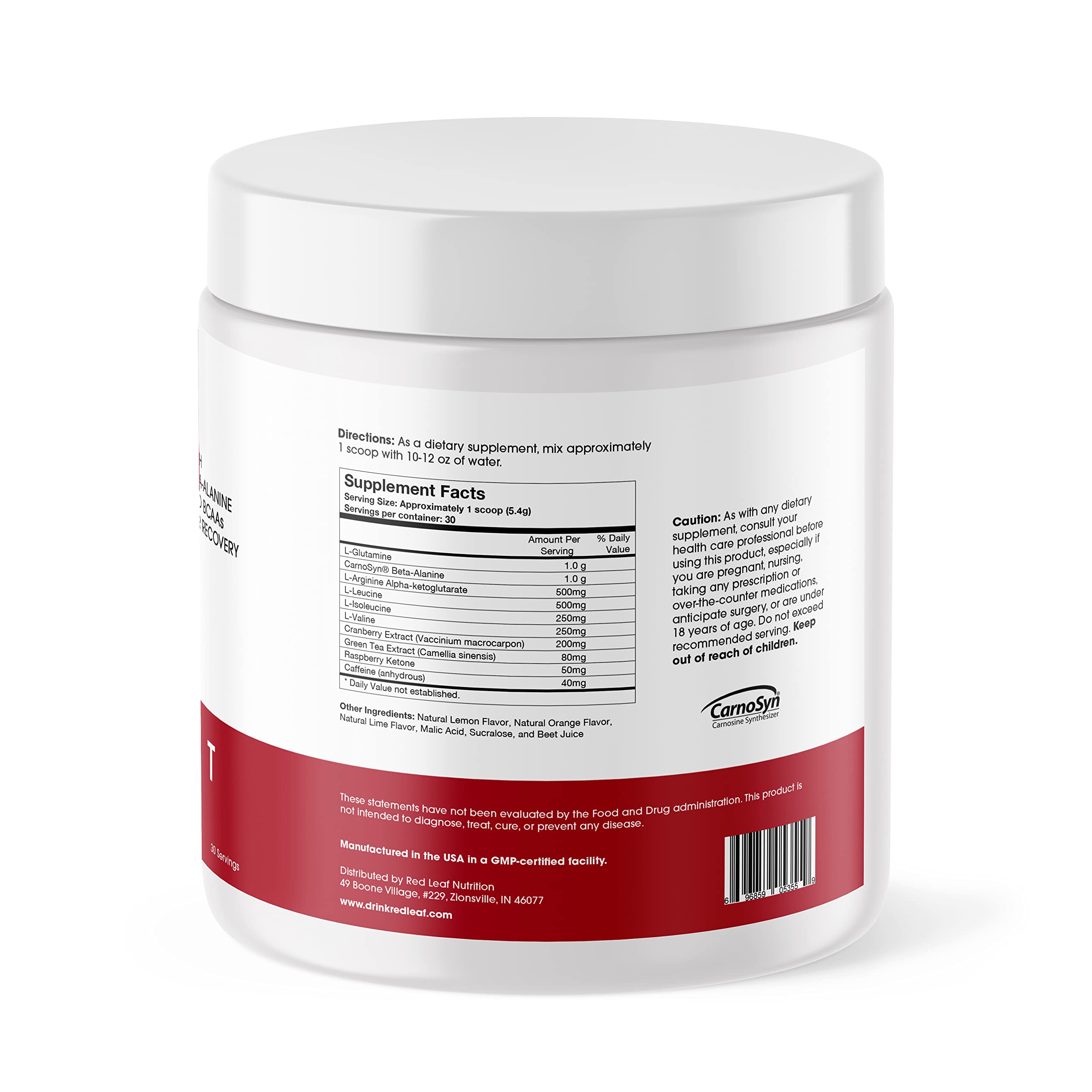 Red Leaf Pre Workout Energizer Powder, BCAA's, Beta-Alanine, Amino Acids and Green Tea Red Leaf uk supplements
