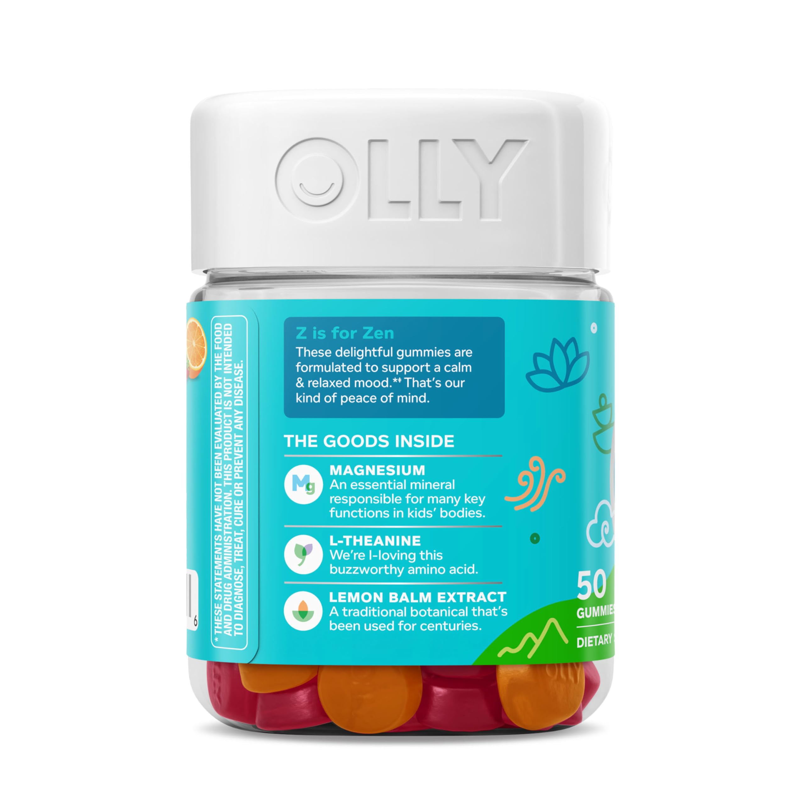 OLLY Kids Chillax Gummy, For a Calm and Relaxed Mood*, Magnesium, L-Theanine, Lemon Balm Extract, Chewable Supplement, Sherbet Flavored, 25 Day Supply - 50 Count OLLY uk supplements