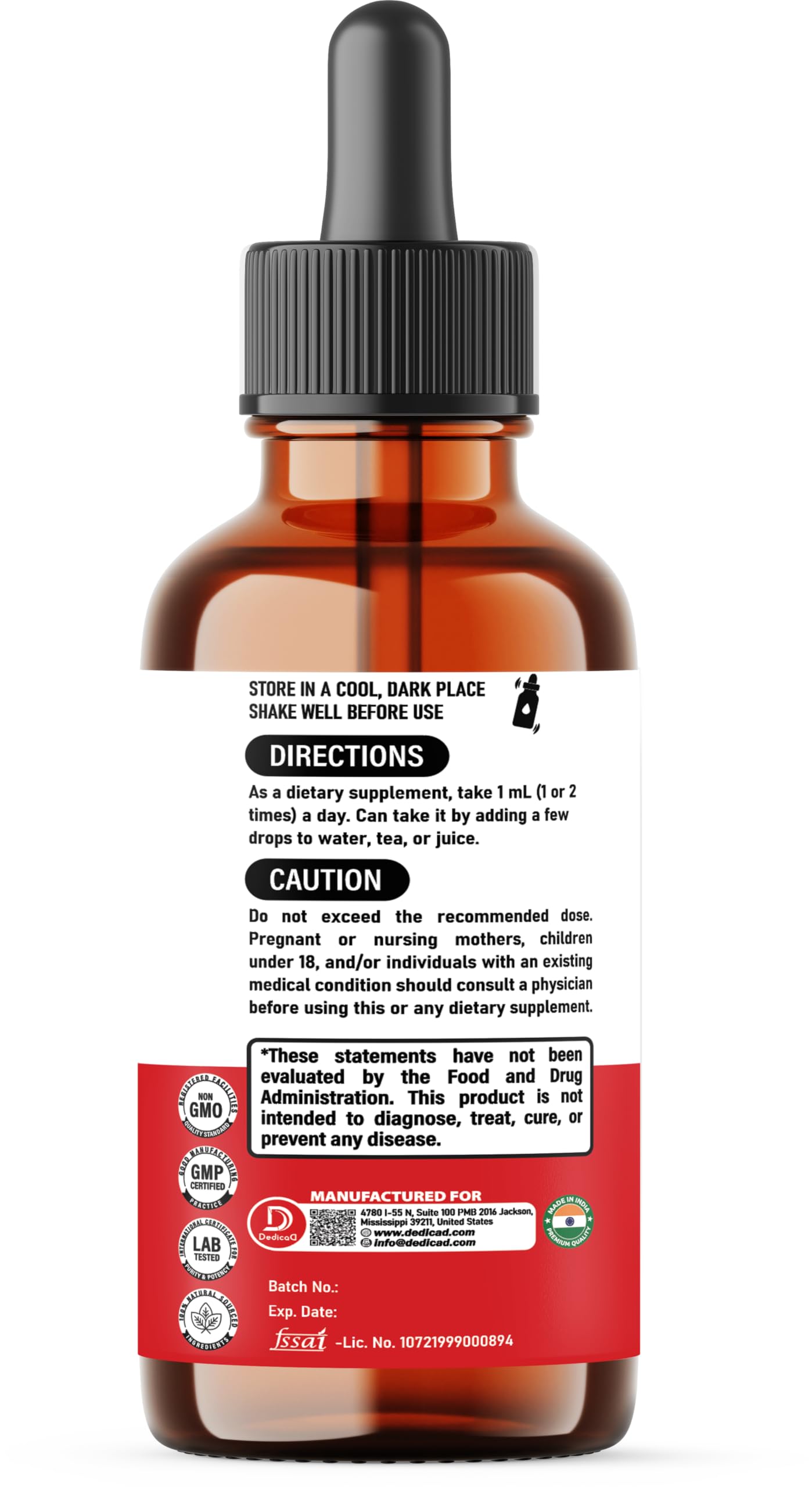 DEDICAD 11in1 Black Walnut Wormwood Cloves Liquid Drops with Cloves Buds, Senna Leaf, Psyllium Husk, Fennel Seed, Papaya Leaf and More - 2 oz Fl - 60 Days - Strawberry Flavor DEDICAD uk supplements