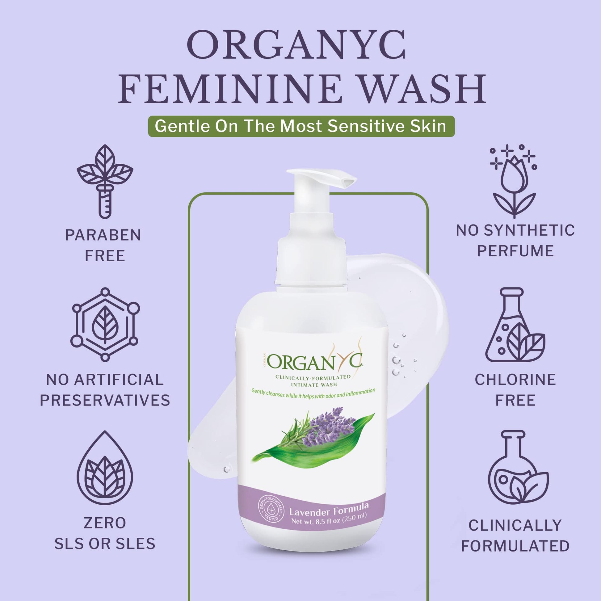Organic Intimate Wash with Lavender Essential Oils & Flower Extracts, Gentle Cleansing Feminine Organyc uk supplements