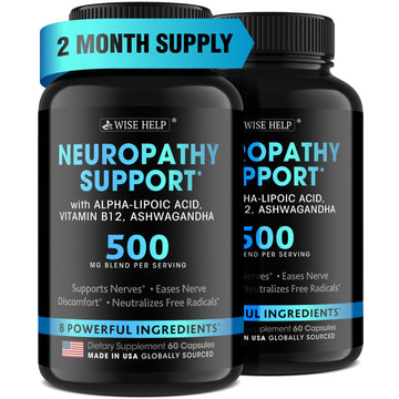 Neuropathy Support Natural Nerve Discomfort Relief - Made in USA - Nerve Antioxidant for Trigeminal Neuralgia, Diabetic & Peripheral Neuropathy - Hands, Neck, Feet & Toes Treatment Formula - Pack of 2 WISEHELP uk supplements