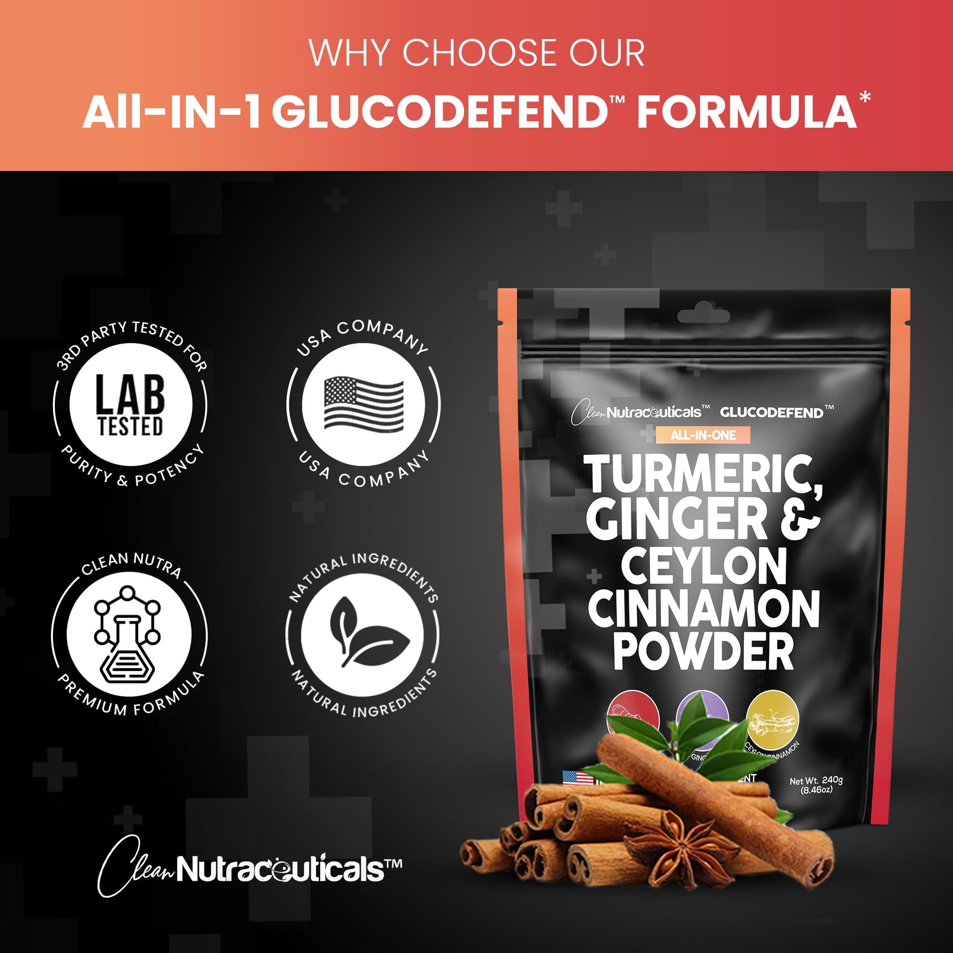 3in1 Turmeric Curcumin Ginger Root & Ceylon Cinnamon Powder Suppleme Clean Nutraceuticals uk supplements
