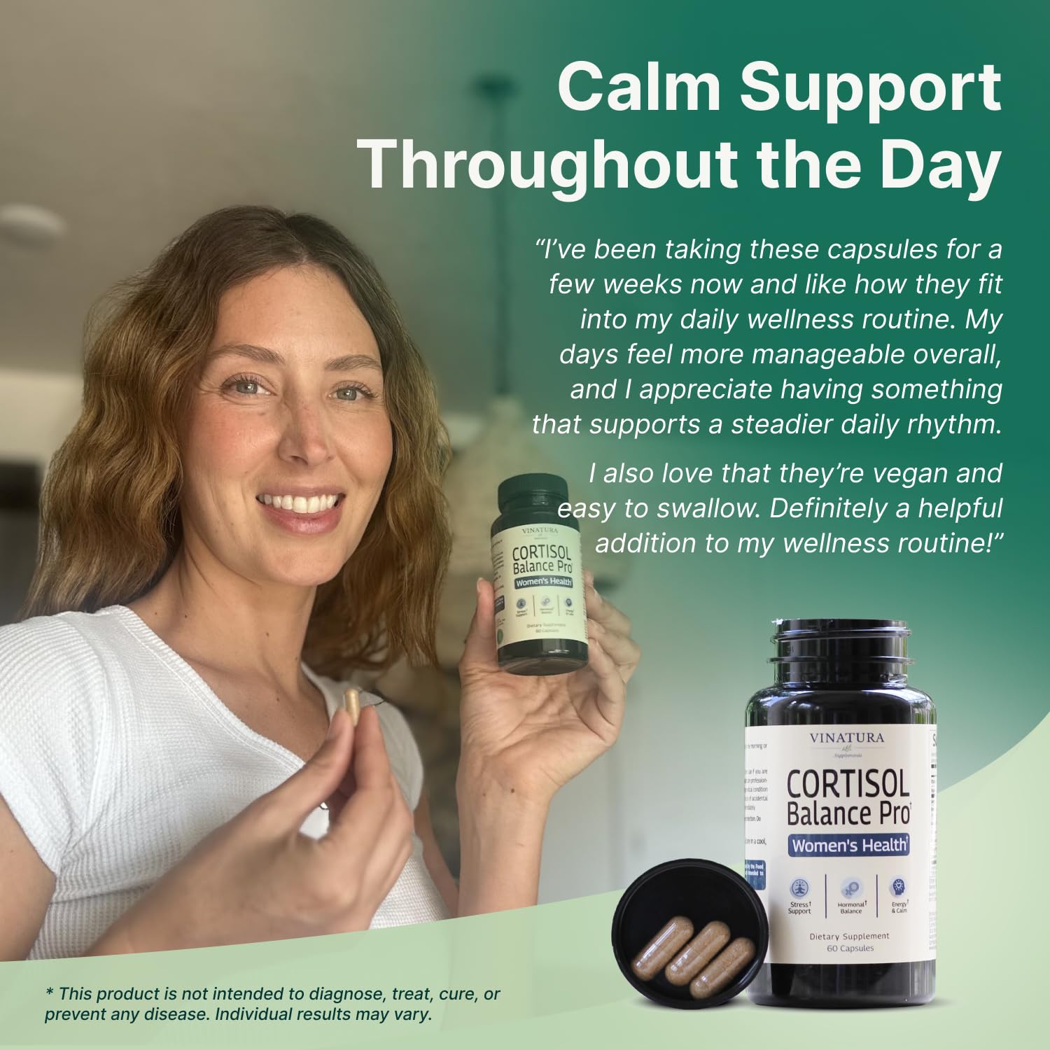 VINATURA Cortisol Supplements for Women - Cortisol Detox and Management - Adrenal Support, Stress Support, 60 Vegan Capsules VINATURA uk supplements