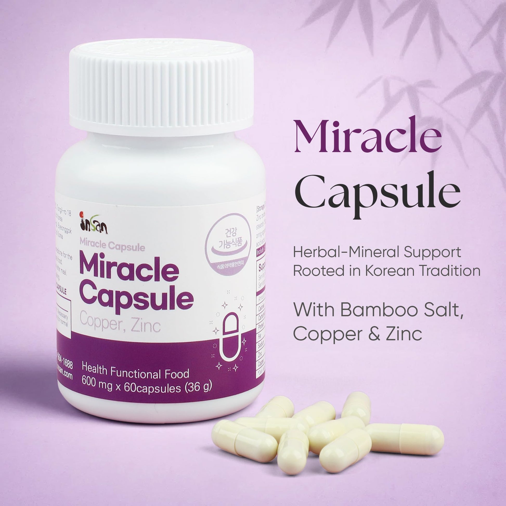 Insan Miracle Capsules with 9X Roasted Bamboo Salt – Daily Multivitamin & Mineral Supplement with Nandamban for Energy, Immune Health & Natural Detox Support – 60 Capsules INSAN BAMBOO SALT uk supplements