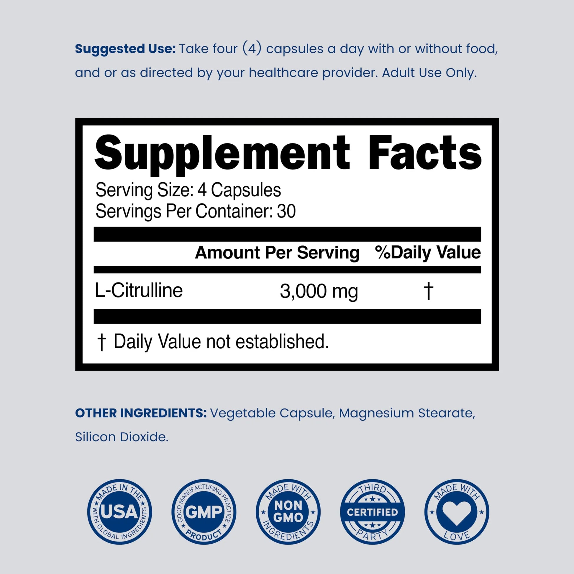 L Citrulline 3000mg Supplement (120 Capsules) Support L Arginine & Nitric Oxide Pills - L-Citrulline For Men & Women - Muscle Recovery & Pump Supplement - 3rd Party Tested DORADO NUTRITION uk supplements