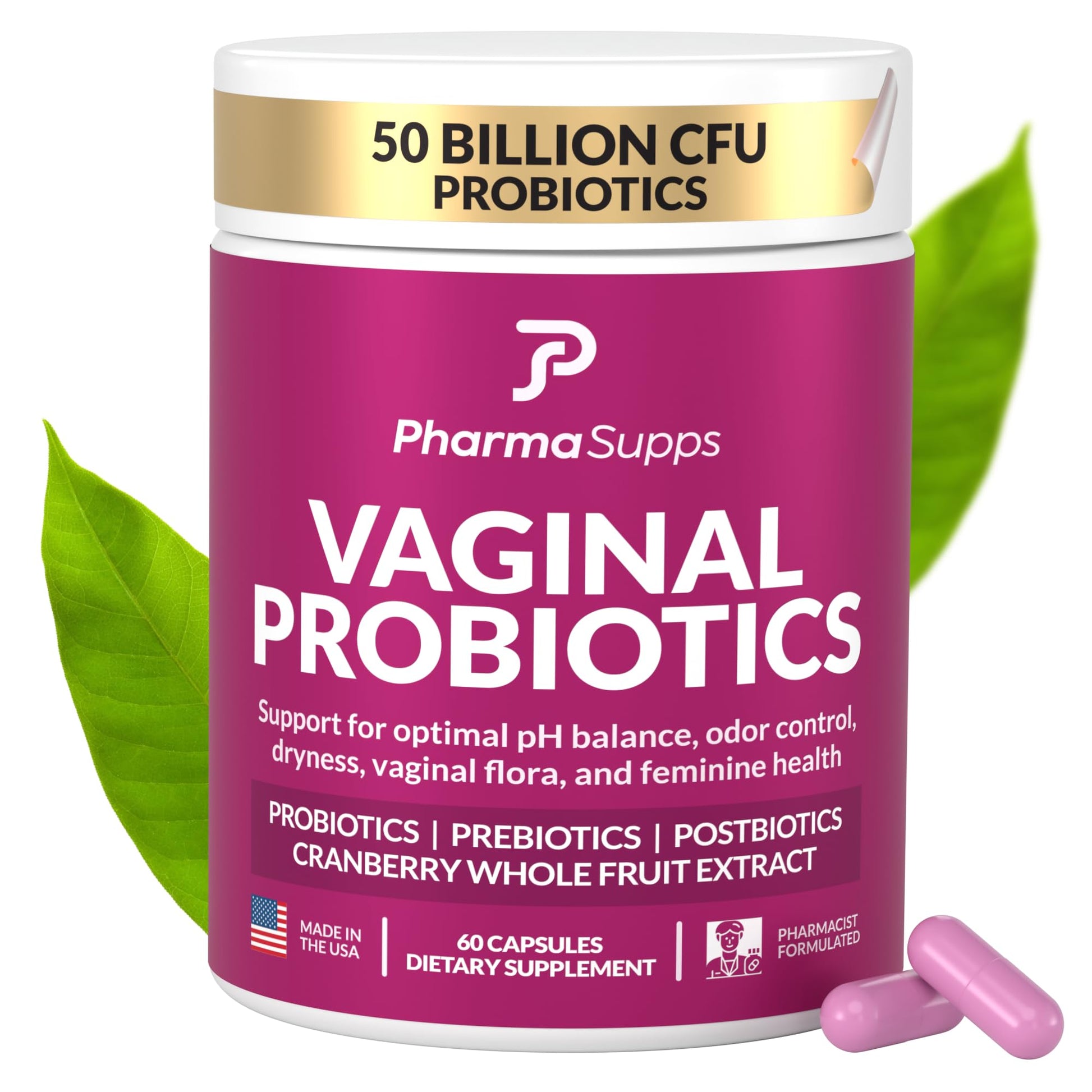 Women’s Probiotic for Vaginal Health | 50 Billion CFU with Probiotics, Prebiotic, Postbiotics & Cranberry for pH Balance, UTI Support, Yeast, Gut Health, Odor, Dryness & Feminine Comfort PharmaSupps uk supplements