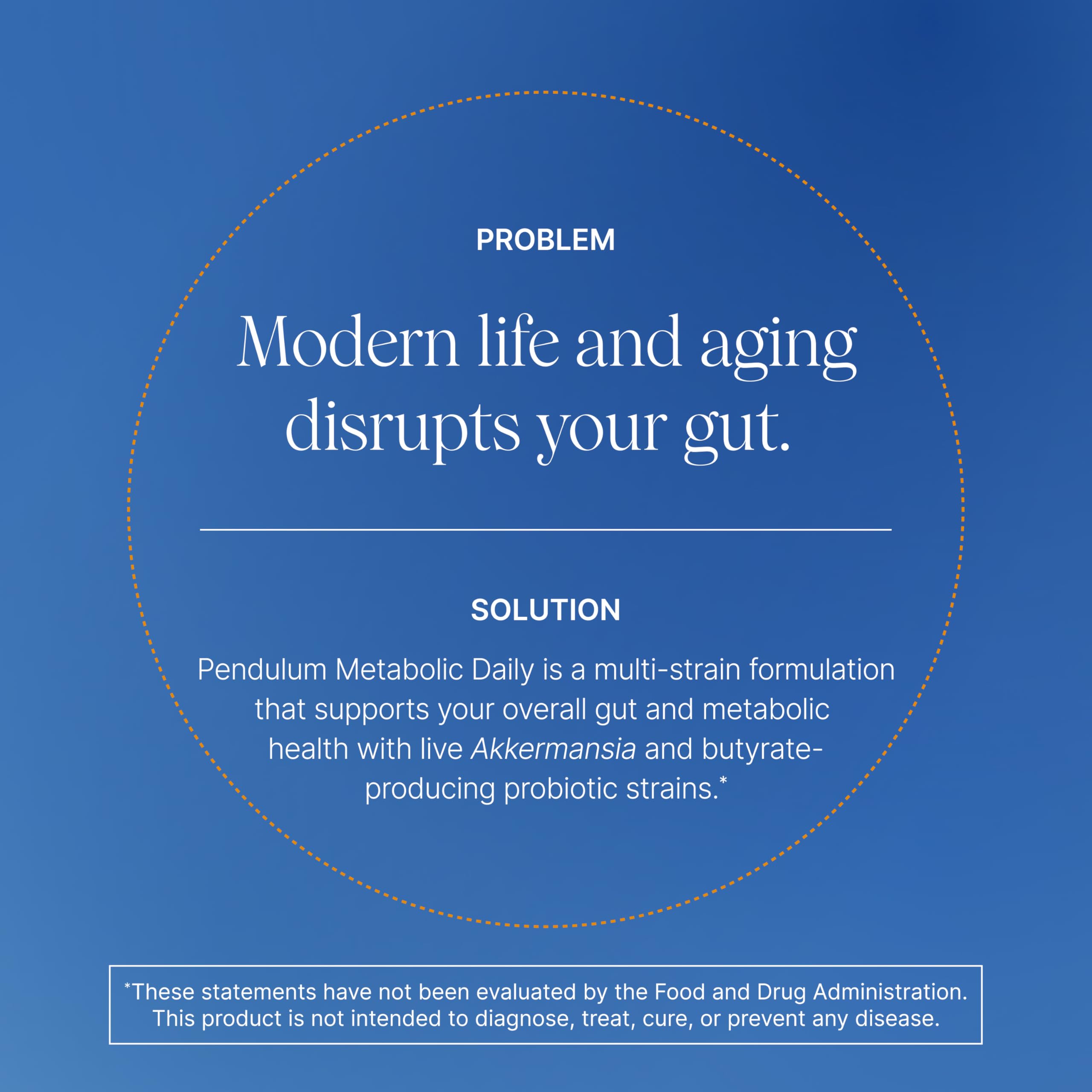 Pendulum Metabolic Daily - Multi-Strain Probiotic with Akkermansia muciniphila to Support Metabolism and Sustain Energy Levels - for Women and Men - 90 Capsules (1 Pack) Pendulum uk supplements