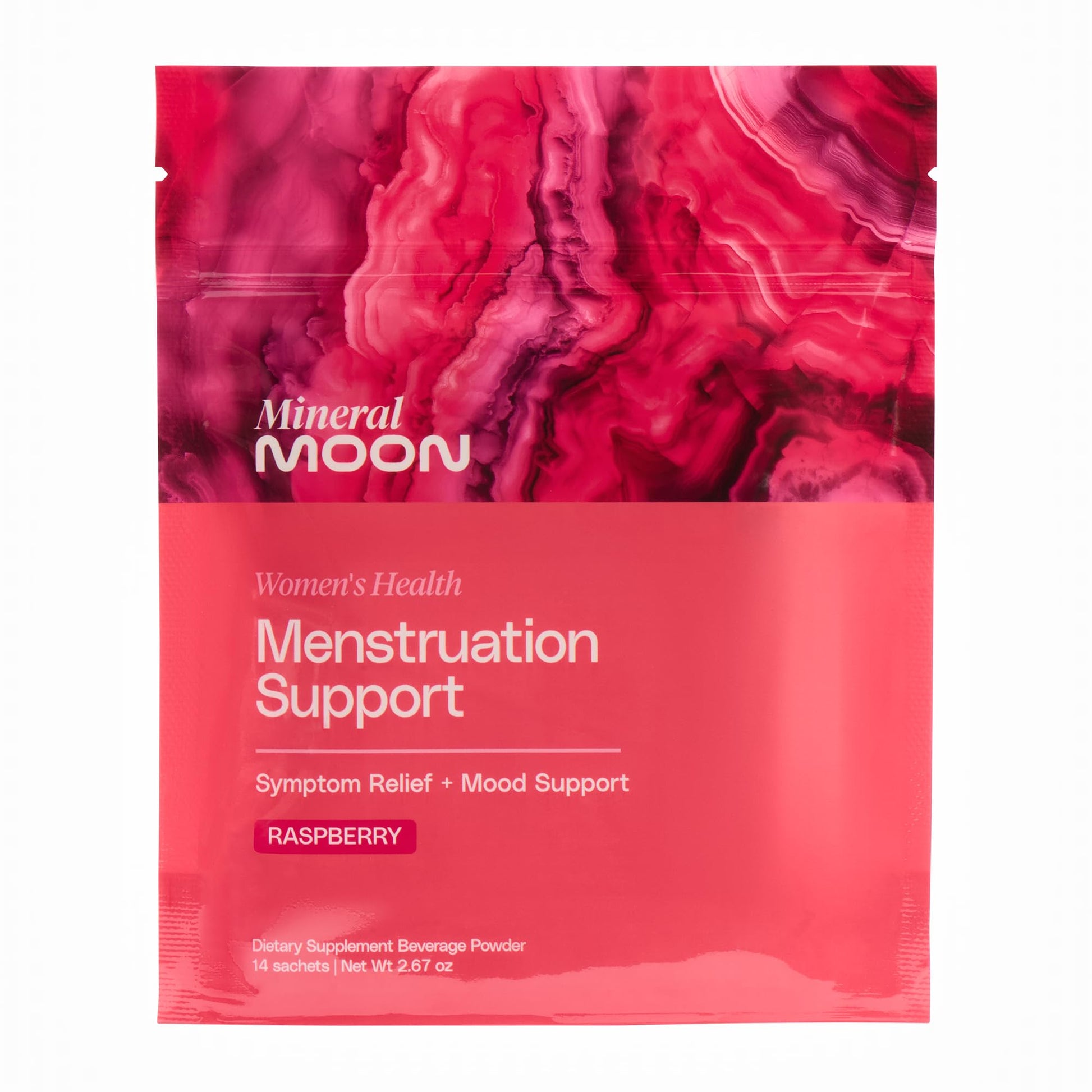 Mineral Moon Premium Menstruation Support - 14 Sachets Raspberry Drink - Hormonal Balance & PMS Support - Reduce Period Cramps, Fatigue & Nausea -with Magnesium Bisglycinate, BenfoPure B1 & Vitamin B6 Mineral Moon uk supplements