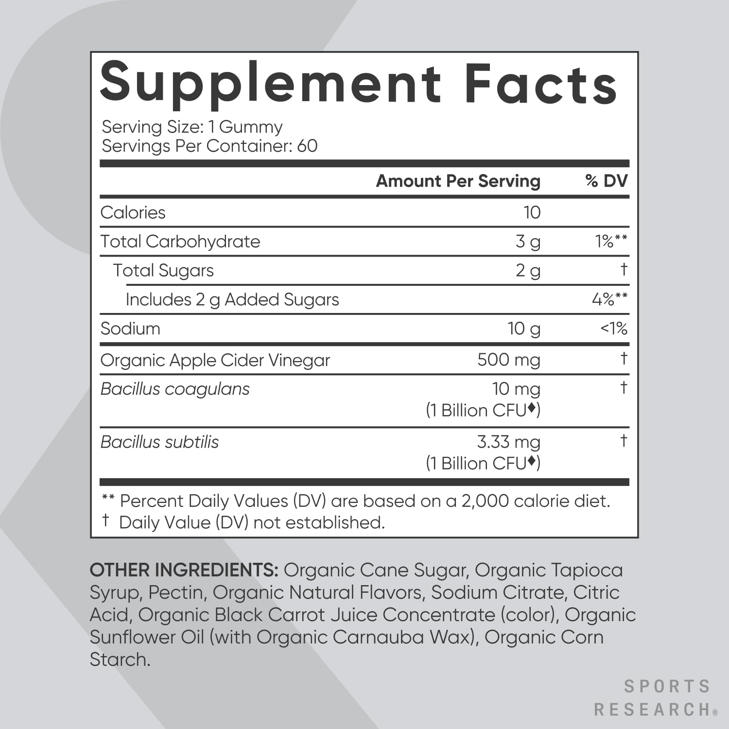 Sports Research Organic Apple Cider Vinegar Gummies with The Mother - USDA Organic Sports Research uk supplements