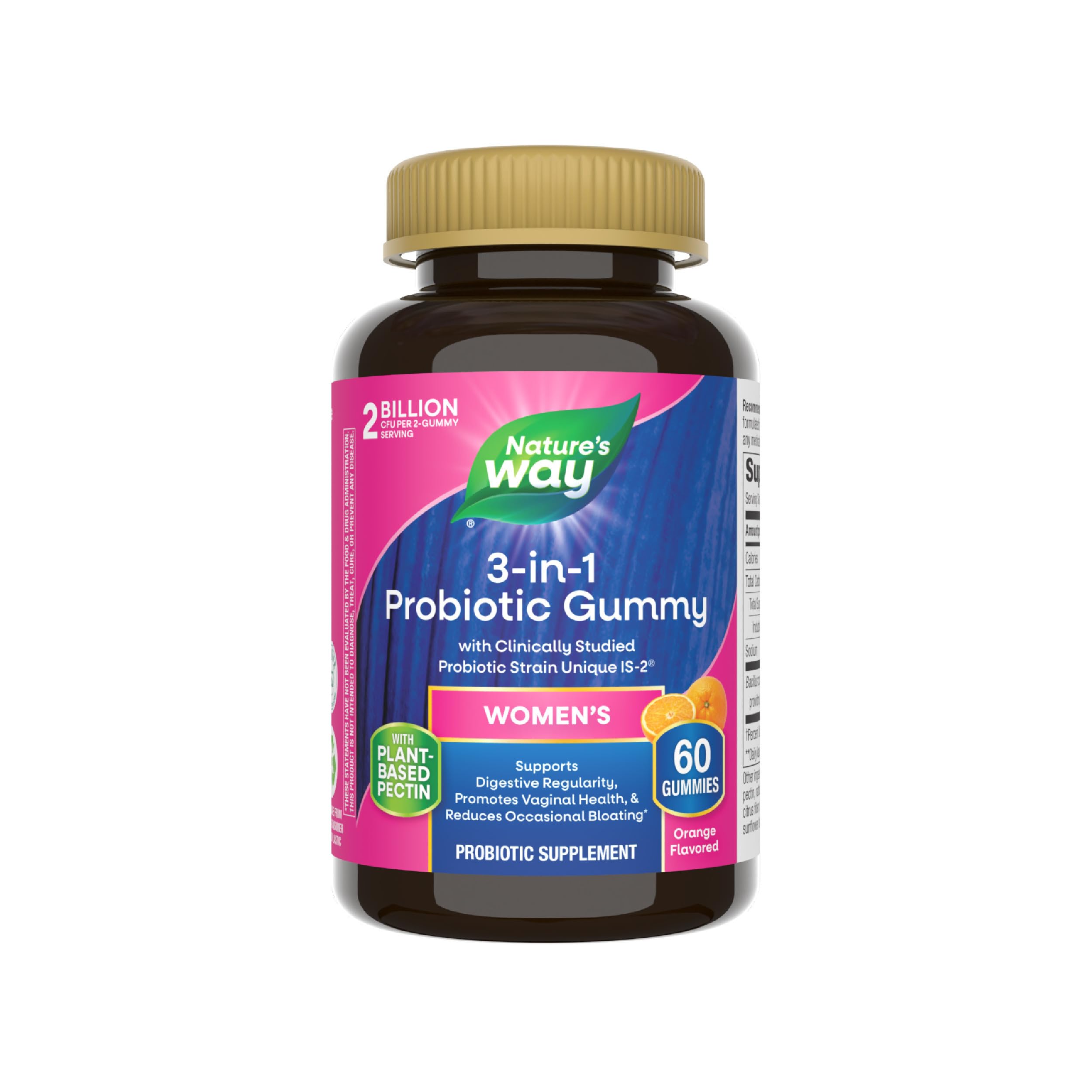 Nature’s Way 3-in-1 Women’s Probiotic Gummies, Reduces Occasional Bloating*, Supports Digestive & Vaginal Health*, Clinically Studied Probiotic Strain, Gluten Free, Orange Flavored, 60 Gummies Nature's Way uk supplements