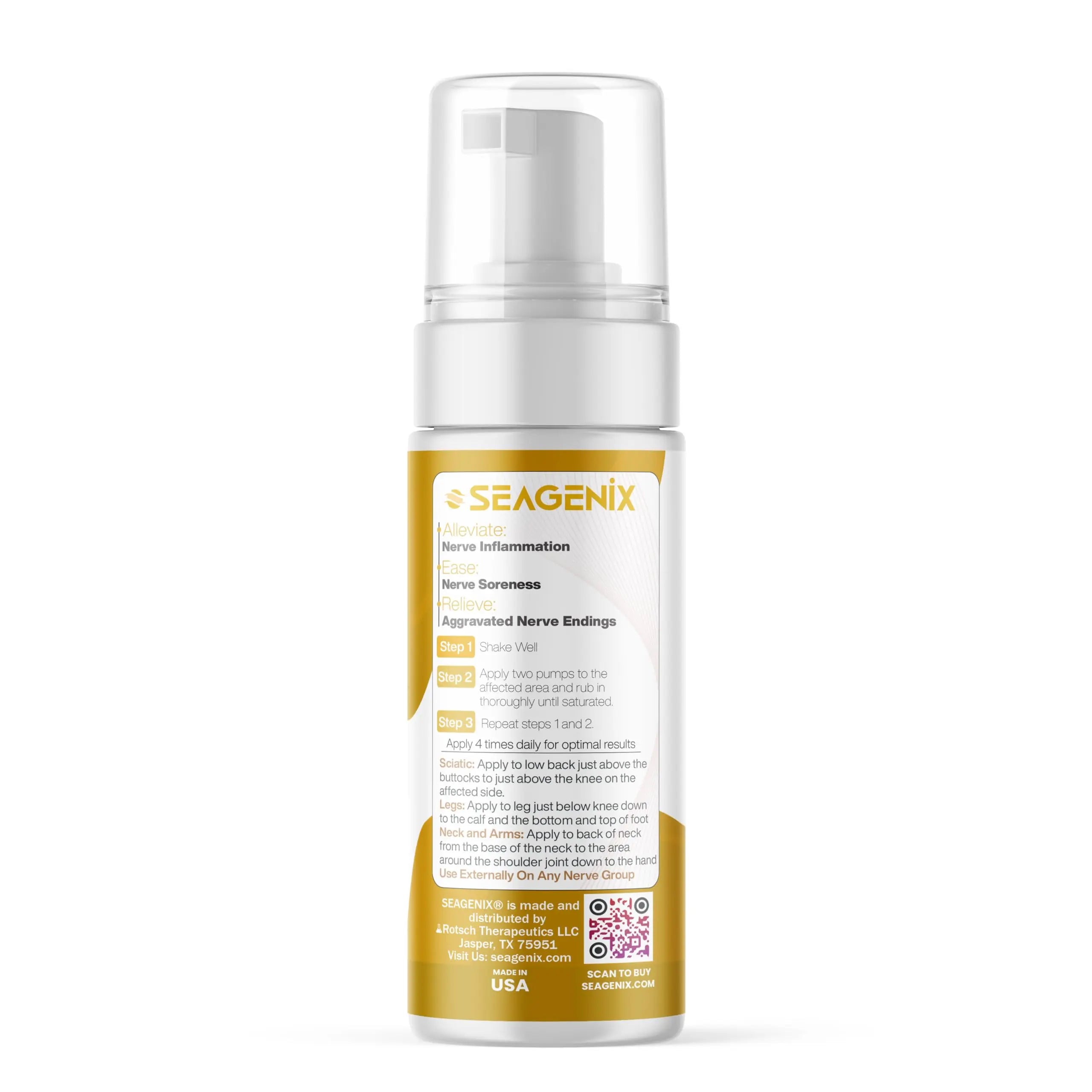 Seagenix Nerve Relief Muscle Foam - Nerve Spray Magnesium - Arnica - Boswellia - Menthol Formula - Nerve and Muscle Relief – Fast-Acting with Magnesium Sulfate - 150 ml - 1 Count Seagenix uk supplements