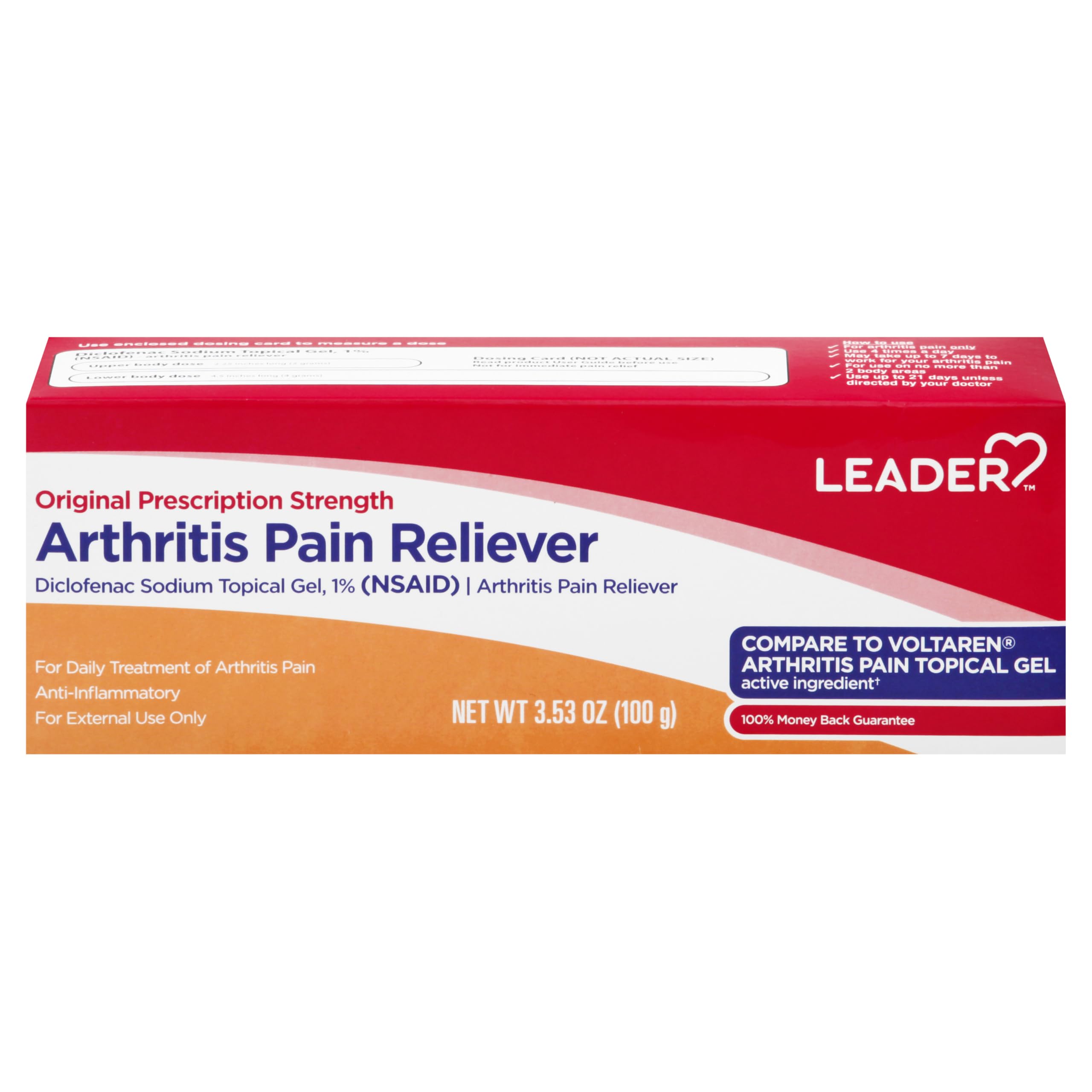 Leader Arthritis Pain Relief Gel, Original Prescription Strength, Diclofenac Sodium Topical Gel 1%, for Adults, Both Men & Women, and Children 12+, Compare to Voltaren, 3.53 Oz Leader uk supplements