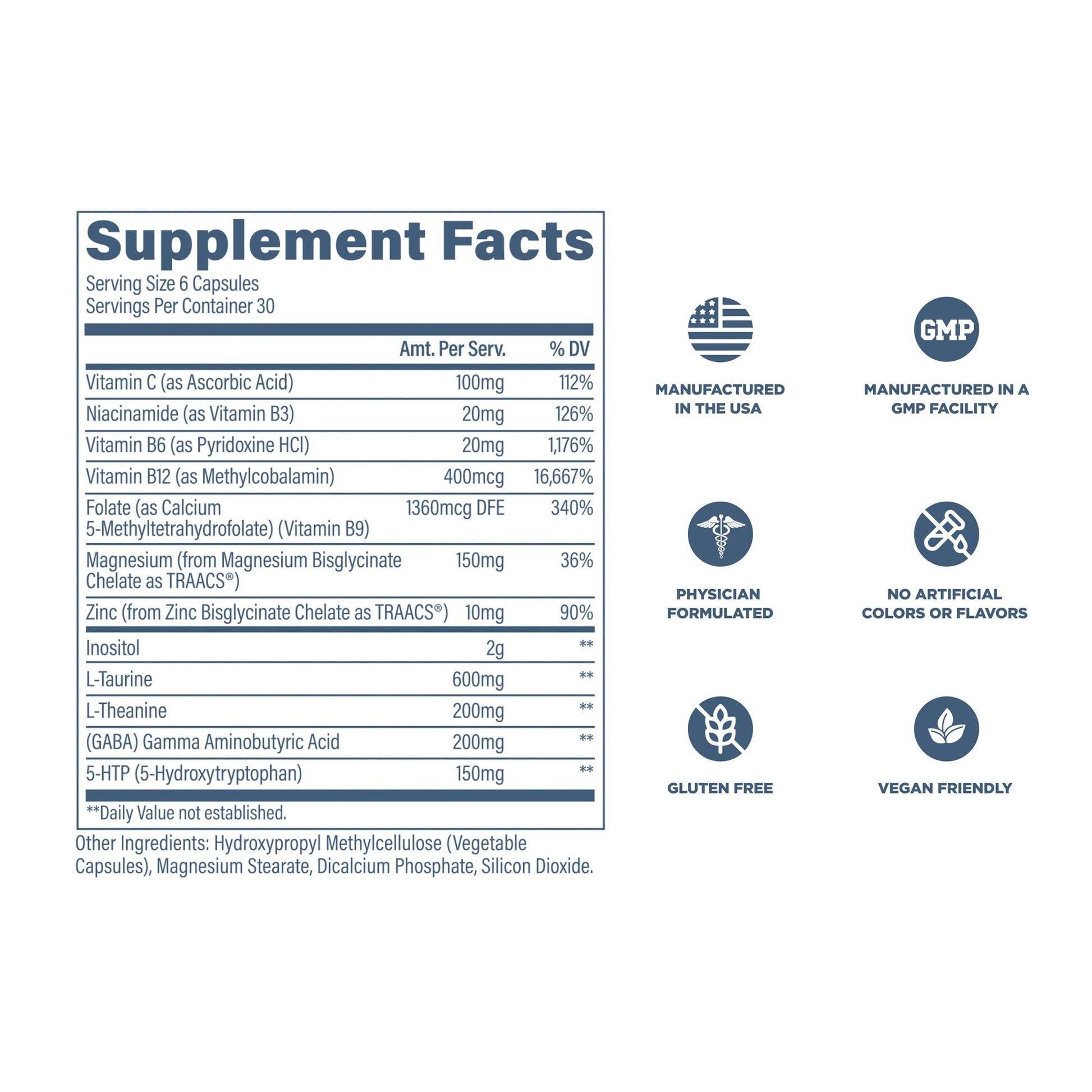Revive MD Calm, Emotional Well-Being Support Supplement - Stress Management for Men & Women - Mood Enhancement Supplement Promotes Relaxation with L-Theanine, GABA & 5-HTP (180 Capsules, 30 Servings) Revive uk supplements