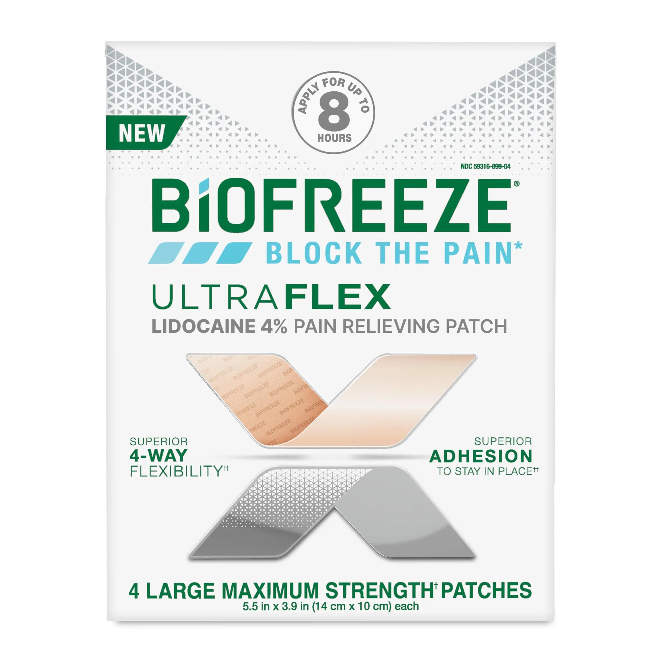 Biofreeze Ultraflex Maximum Strength 4% Lidocaine Patches, Non-Menthol, Flexible Pain Relief Patch for Lower Back, Lidocaine Patch for Neck, Knee, Shoulder, 4 Large Pain Patches Biofreeze uk supplements