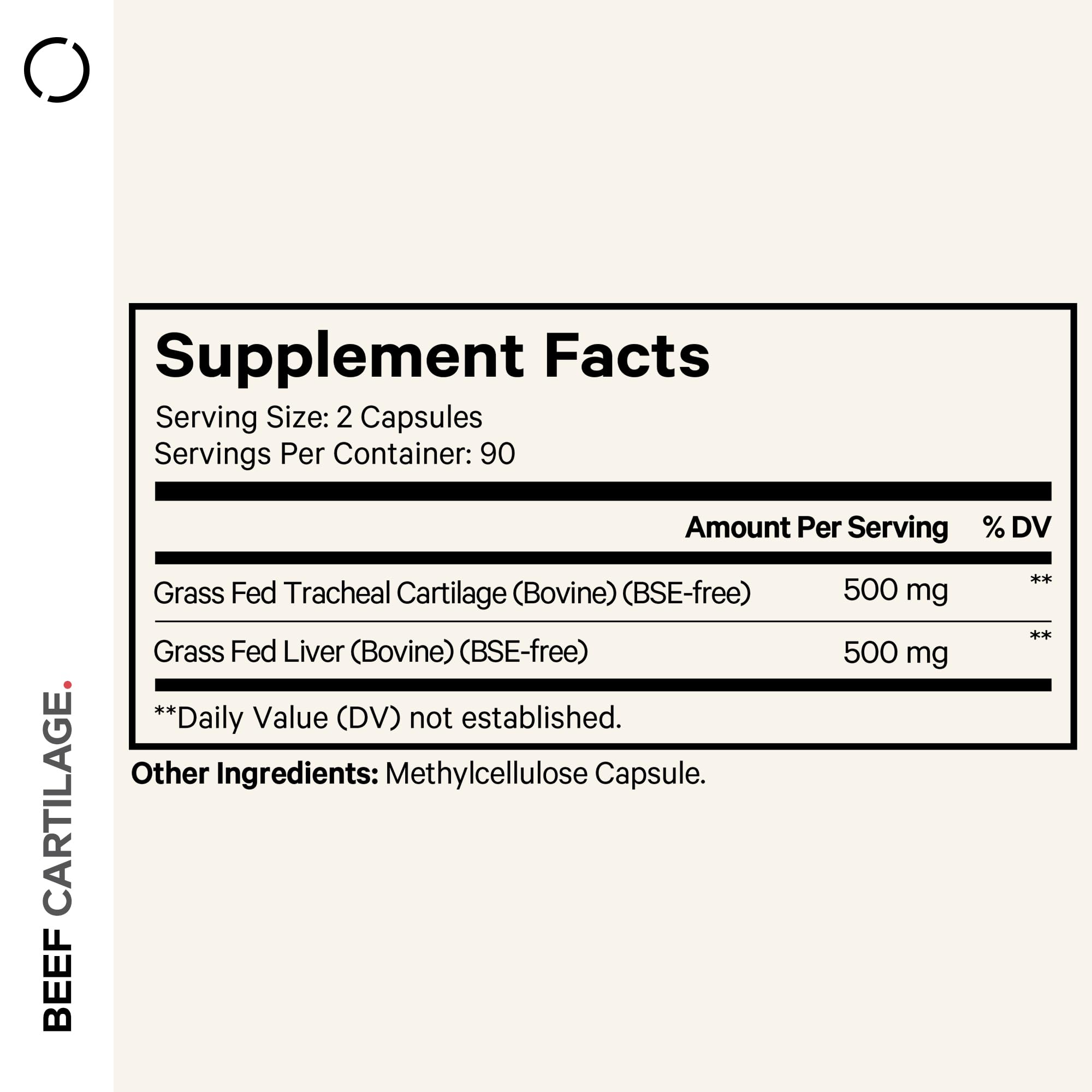 Codeage Grass Fed Beef Cartilage Supplement - Freeze Dried, Non-Defatted, Desiccated Beef Tracheal Bovine Cartilage & Liver Pills – Pasture Raised Argentina Beef Vitamins - Non-GMO -180 Capsules Codeage uk supplements