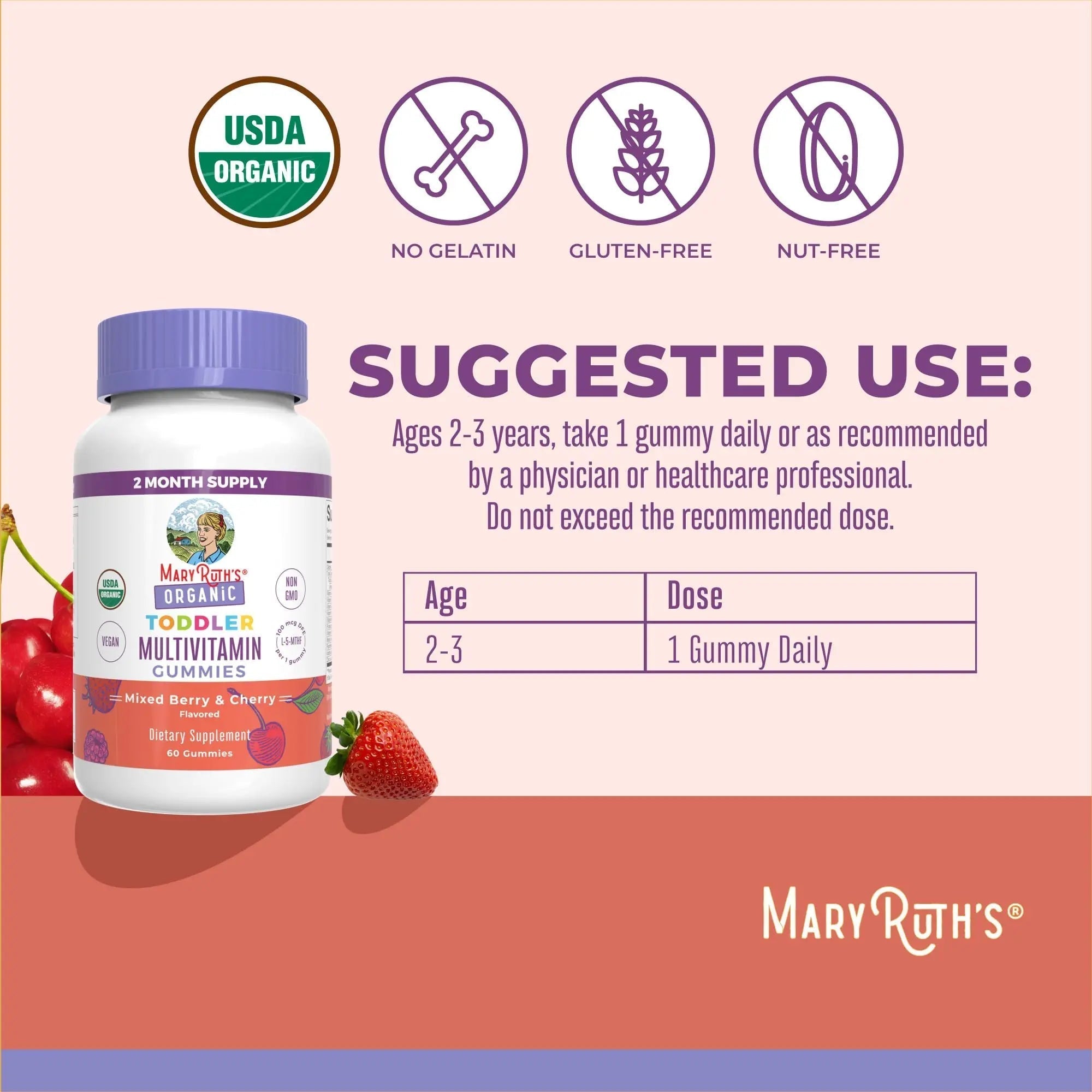 MaryRuth Organics Vitamin Gummy | Kids and Toddlers Age 2+ | USDA | Daily Vitamin C | D3 | Zinc | MaryRuth Organics uk supplements