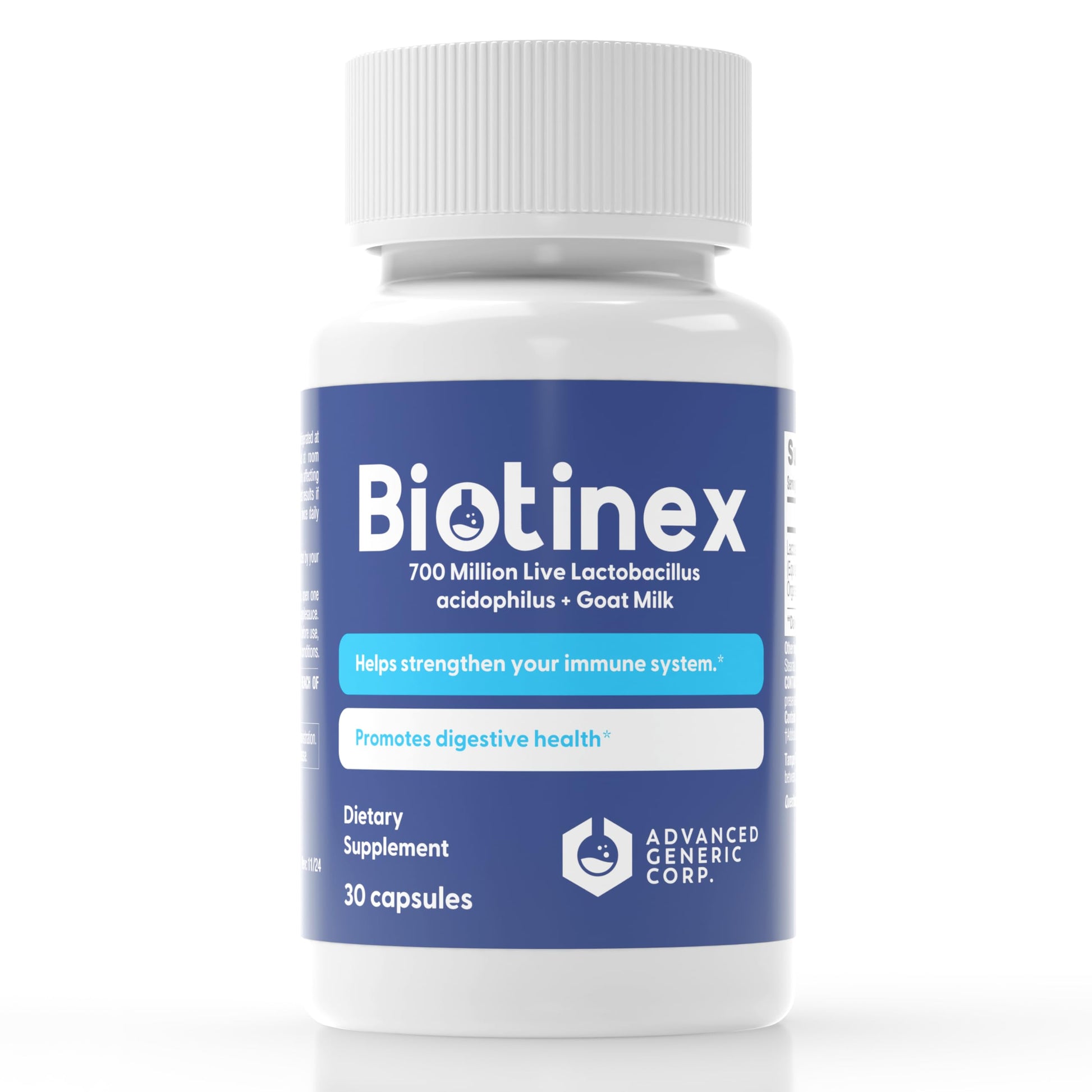 Lactobacillus Acidophilus Probiotic - 700 Million Live with Low-Fat Goat Milk per Capsules - Digestive & Gut Health - Supports Constipation, Diarrhea, Gas & Bloating - Probiotic for Women & Men Biotinex uk supplements
