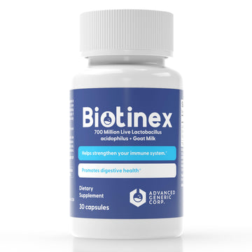 Lactobacillus Acidophilus Probiotic - 700 Million Live with Low-Fat Goat Milk per Capsules - Digestive & Gut Health - Supports Constipation, Diarrhea, Gas & Bloating - Probiotic for Women & Men Biotinex uk supplements