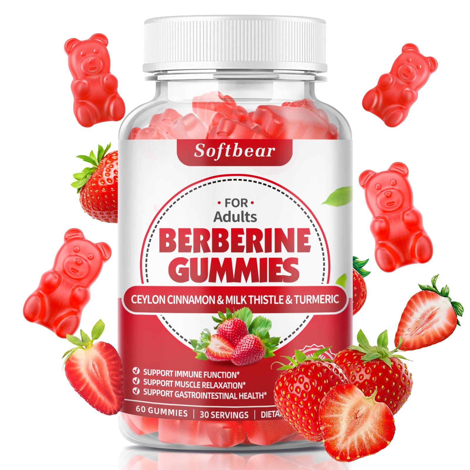 softbear Berberine with Ceylon Cinnamon Gummies-99% Purity Berberine HCL Supplements softbear uk supplements