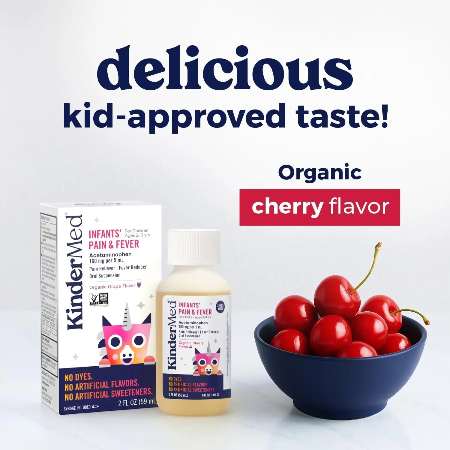 KinderMed Infants' Pain & Fever Medicine, No Dyes, No Artificial Flavors, No Artificial Sweeteners, Vegan, Non-GMO, Gluten Free, Organic Cherry Flavor, Two Pack, 2 x 2 fl. oz KinderMed uk supplements