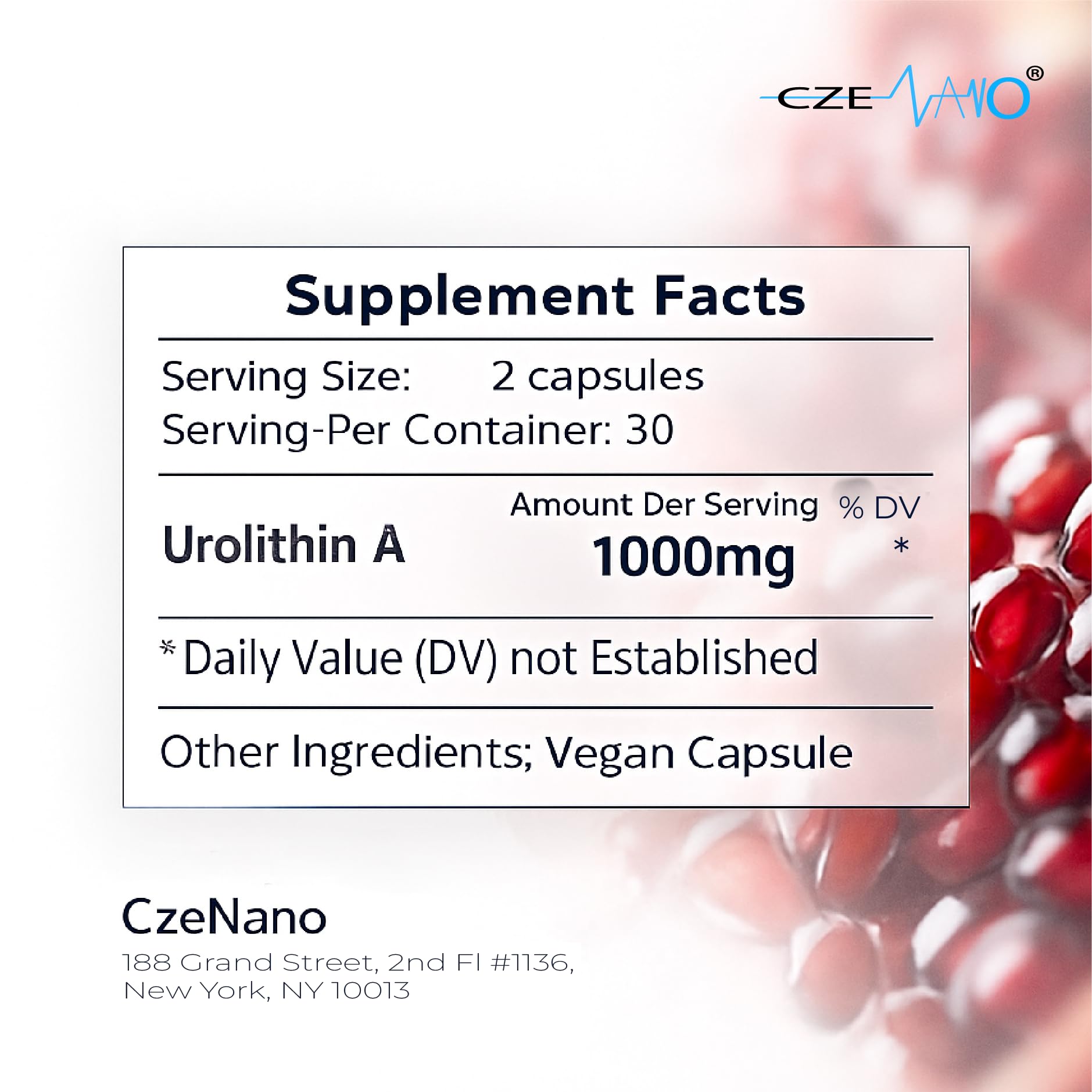CzeNano Longevity – Ultra-Pure Urolithin A Supplement 1000 mg | Mitochondrial Support, Cellular Energy & Muscle Strength | Third-Party Tested COA | 60 Vegan Capsules CzeNano uk supplements