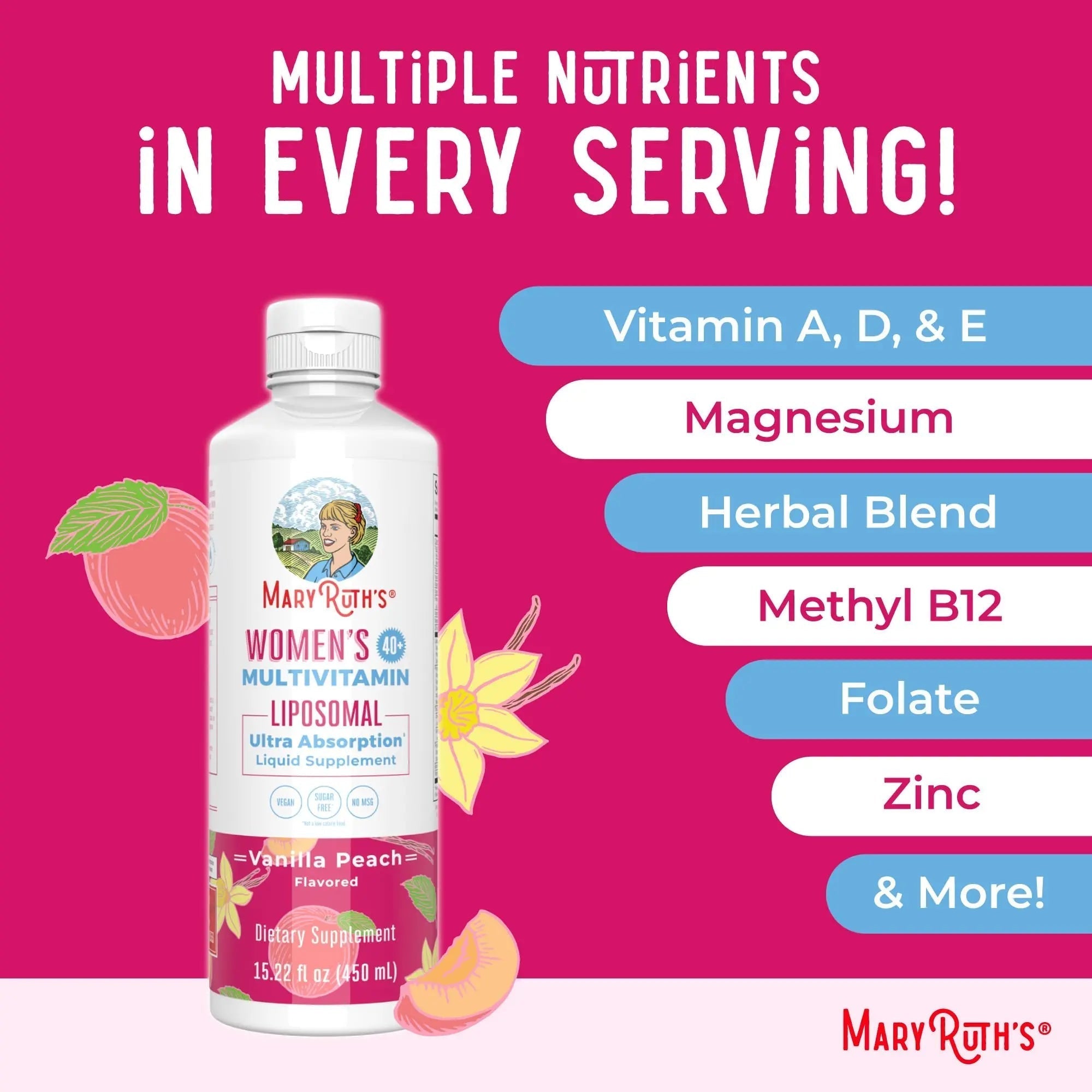 MaryRuth Organics Multivitamin for Women 40+, Womens Multivitamin Liposomal, Immune Support Supplement MaryRuth Organics uk supplements