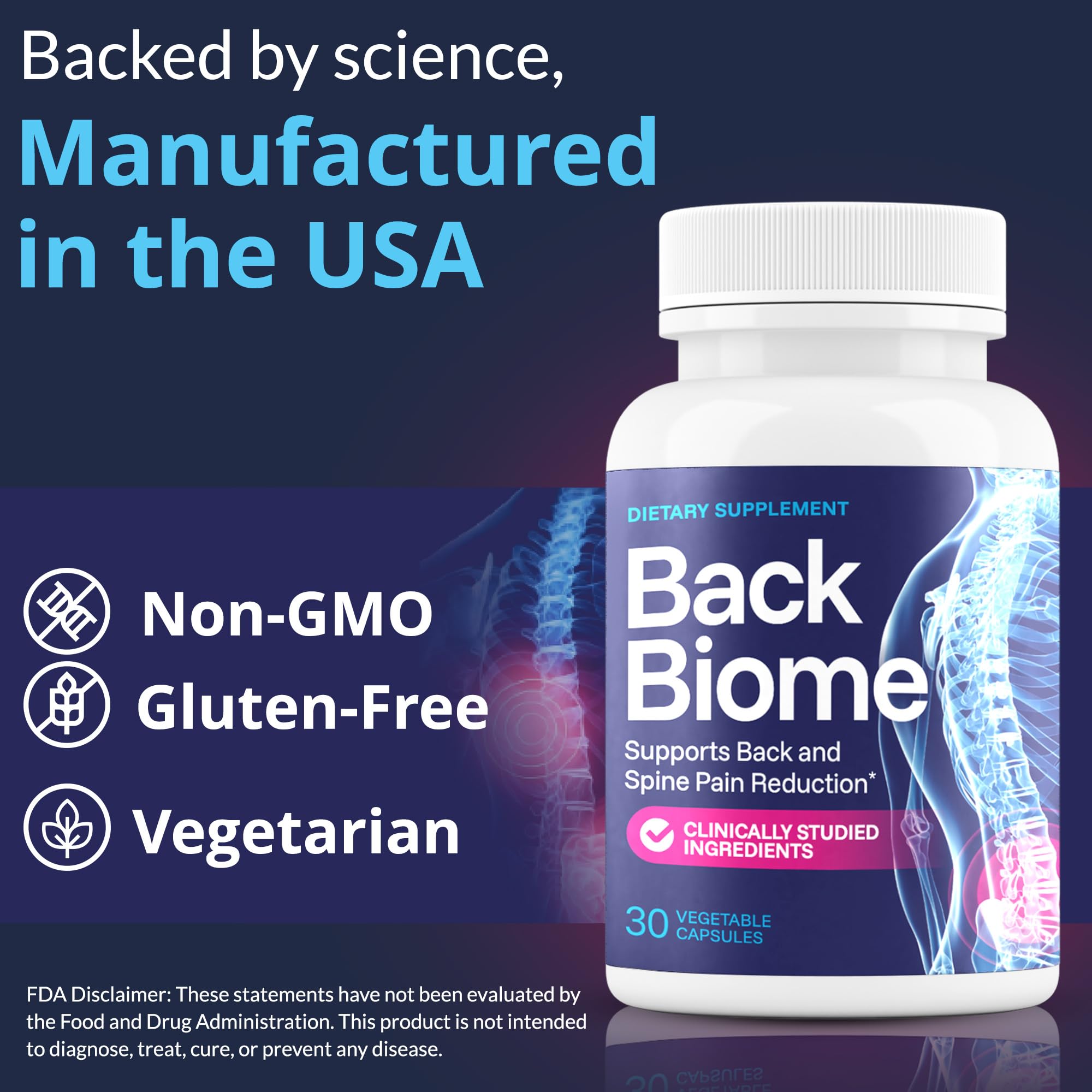BackBiome – Advanced 7-Strain Probiotic Formula for Gut & Back Health – Supports Digestive Balance, Promotes Spinal Comfort – Non-GMO, Vegan, 30 Capsules BackBiome uk supplements