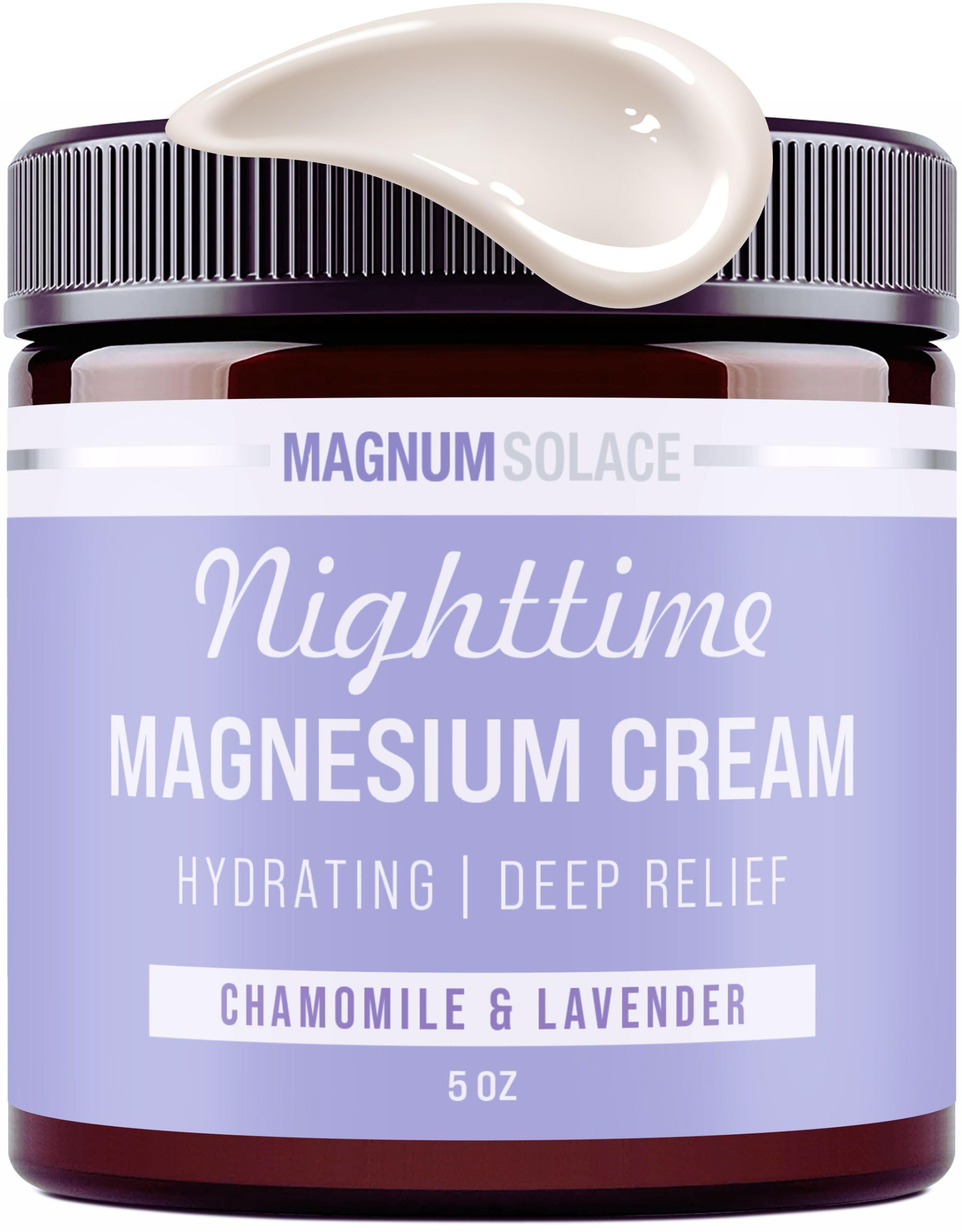 Magnum Solace Magnesium Lotion – Nighttime Magnesium Cream – Apply to Legs, Arms or Chest - Topical Magnesium Chloride – USA Made and Safe for Kids (Chamomile Lavender) Magnum Solace uk supplements