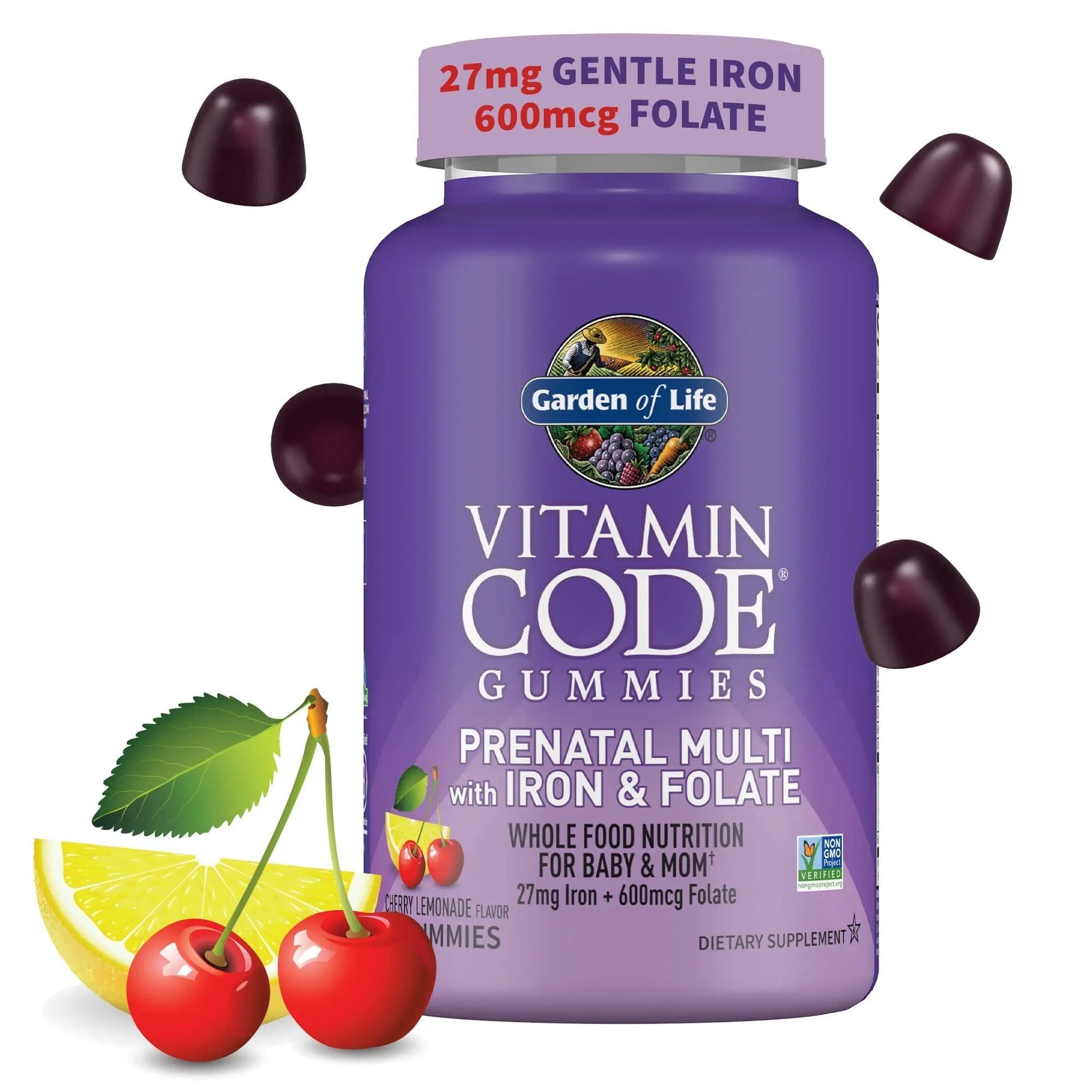 Essential Prenatal Gummy Vitamins for Women with Iron: Folate, Biotin, D3 & B12 + Probiotics for Digestion, Vitamin Code Multivitamin Garden of Life uk supplements