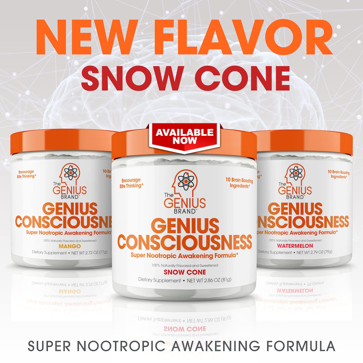 Genius Consciousness, Super Nootropic Brain Supplement Powder, Watermelon The Genius Brand uk supplements