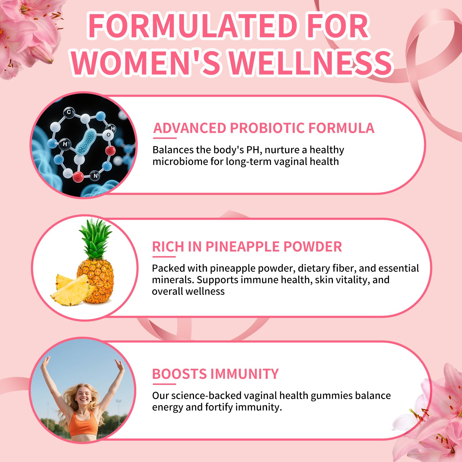 4 BIRDIES GOLF Premium Feminine Balance Gummies for Women's Health, Hawaiian Pineapple Gummies for Women Vaginal Probiotic & pH Balance Support - Vegan - Healthy Odor - Gluten-Free - 60 Count 4 BIRDIES GOLF uk supplements