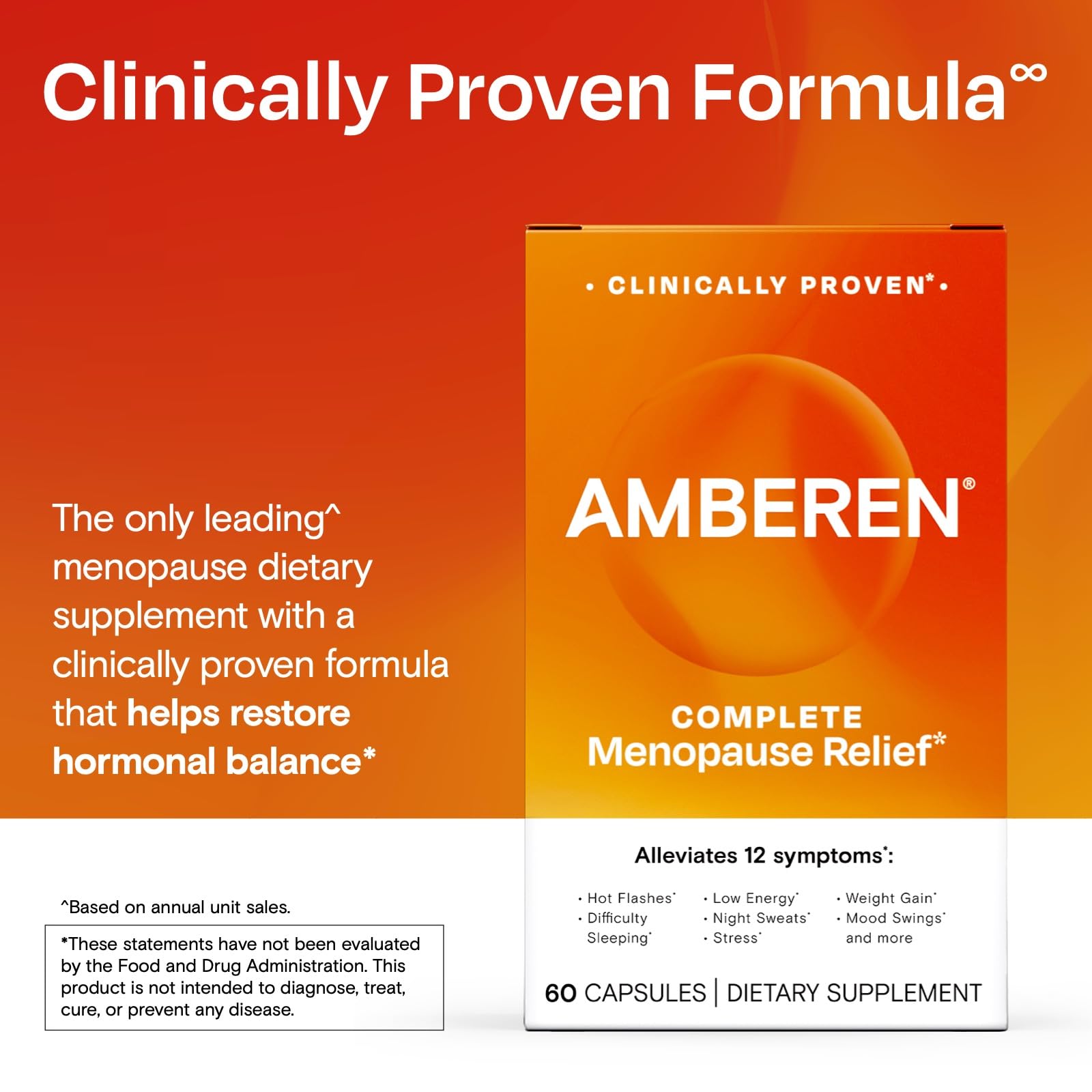 Amberen Menopause Supplement for Women, 60 Capsules, Clinically Proven, Helps Support Hormone Balance, Helps Relieve 12 Menopause Symptoms: Hot Flashes, Night Sweats, Mood Swings and More Amberen uk supplements