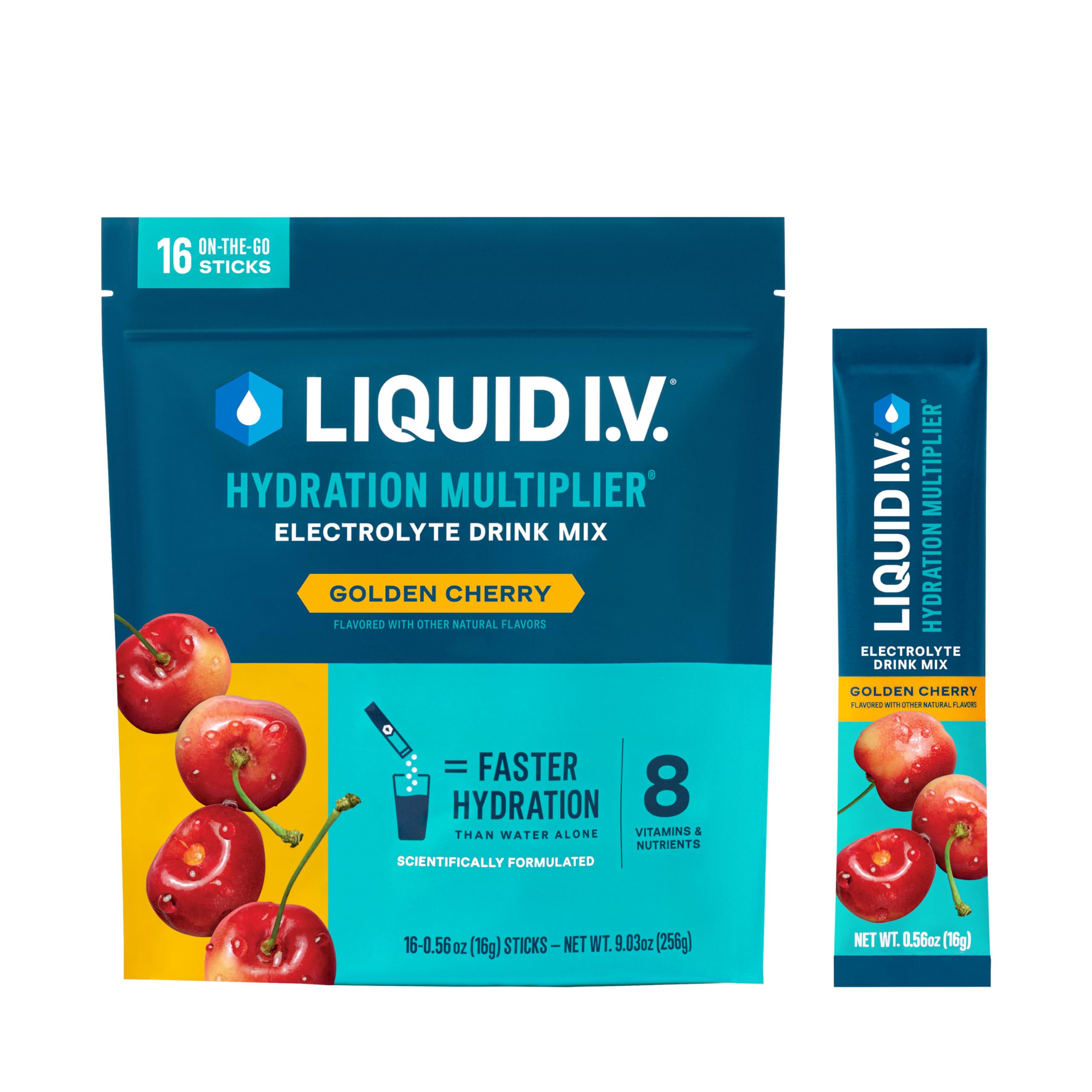 Liquid I.V.® Hydration Multiplier - Golden Cherry | Electrolyte Powder Drink Mix | 1 Pack (16 Servings) Liquid I.V. uk supplements