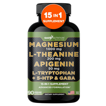 Gade Nutrition Magnesium Glycinate & Magneisum Supplements with Apigenin, L Theanine 200 mg, 5 HTP, GABA Calm Brain Booster Supplement Sleep Aid Ashwagandha L Tryptophan Chamomile GADE NUTRITION BOOST YOUR HEALTH uk supplements