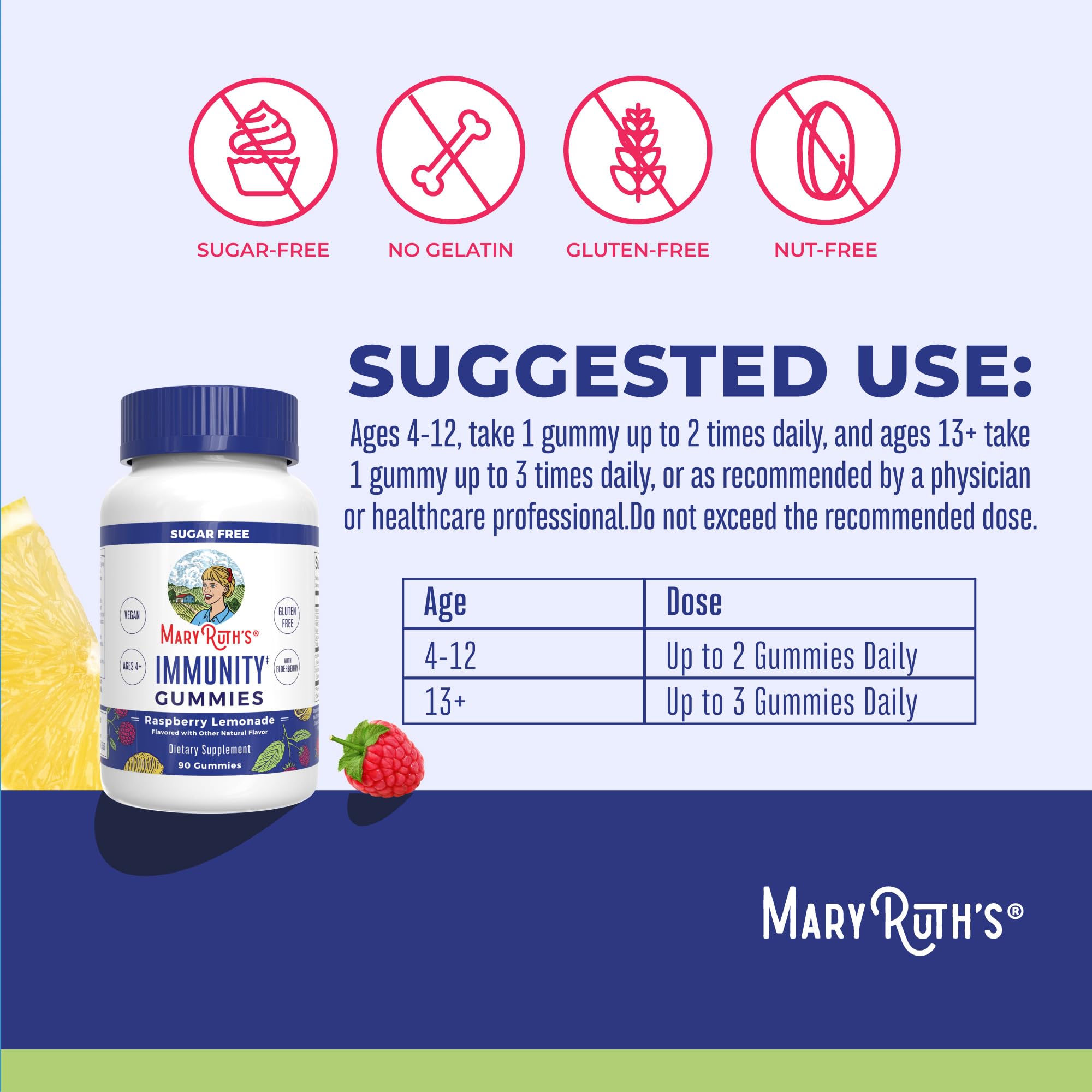 MaryRuth Organics Sugar Free Immunity Gummies | Powerful Blend | Elderberry Vitamin C & Zinc | Vitamin D3 & Echinacea | Immune Support Supplement | Gummies for Kids & Adults | Vegan | Non GMO | 90ct MARYRUTH'S uk supplements