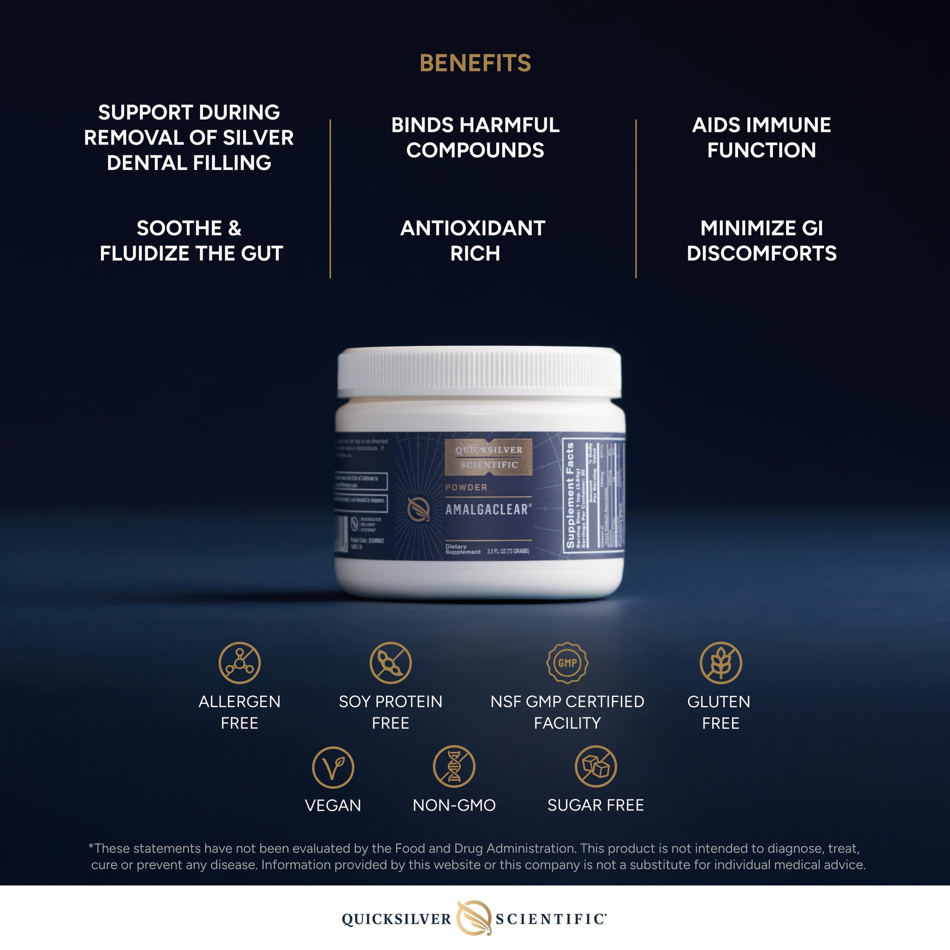 Quicksilver Scientific AmalgaClear - Detox Support with Modified Citrus Pectin & Silica Extract (73g) Quicksilver Scientific uk supplements
